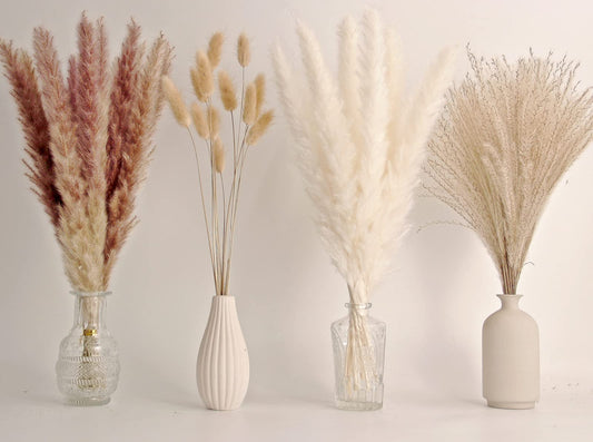 Dried Pampas Grass Decor, 100 Stems Pampas Grass Contains Bunny Tails Dried Flowers