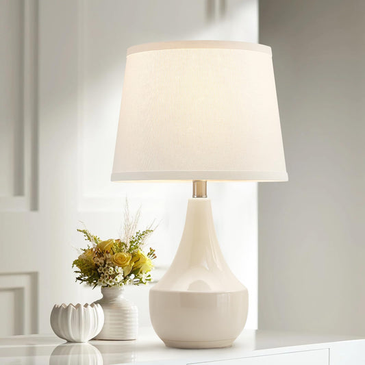 GyroVu Table Lamp Set of 2, 18.63” Ceramic Table Lamp Classic Beside Lamps Nightstand Lamp Modern Lamp for Living Room, Bedroom & Office Rocker Swtich Sage Green-LED Bulbs Included