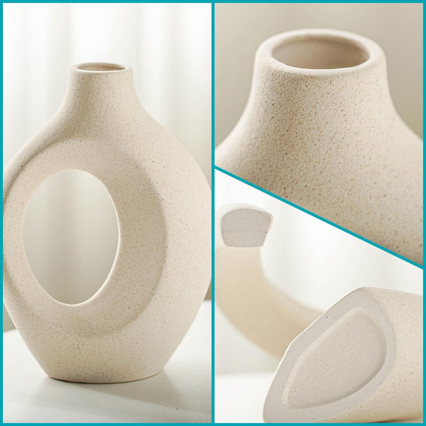 Ceramic Vase Set of 2, Nordic Modern Boho ins Style Decorative Ceramic Aesthetic Flower Vase for Home Decor