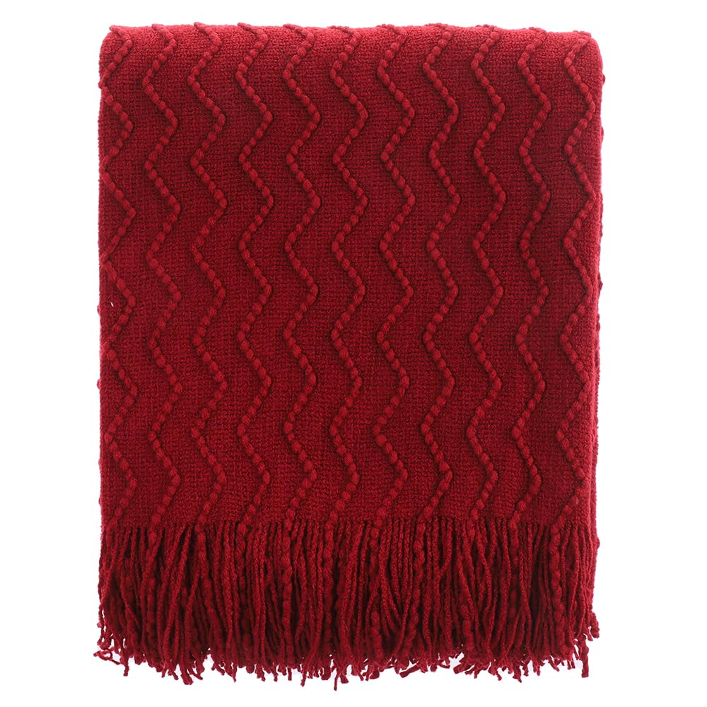 BATTILO HOME Burnt Orange Throw Blanket for Couch, Decorative Fall Throw Blanket with Tassels Halloween Throw Fall Decor, 50"x60"