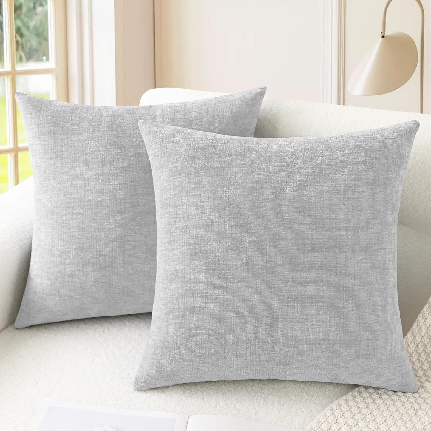 CaliTime Throw Pillow Covers Decorative 18 X 18 Inches Pack of 2 Cozy Chenille Cushion Cases for Couch Sofa Bed Living Room Home Teal