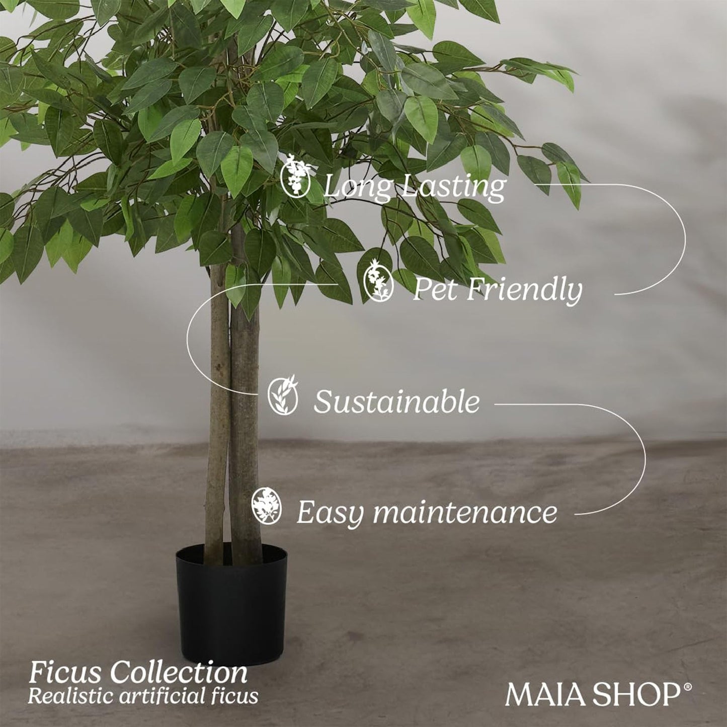 Maia Shop 3.5ft Artificial Bamboo Tree, Fake Plants for Home Decor, Natural Wood Trunk