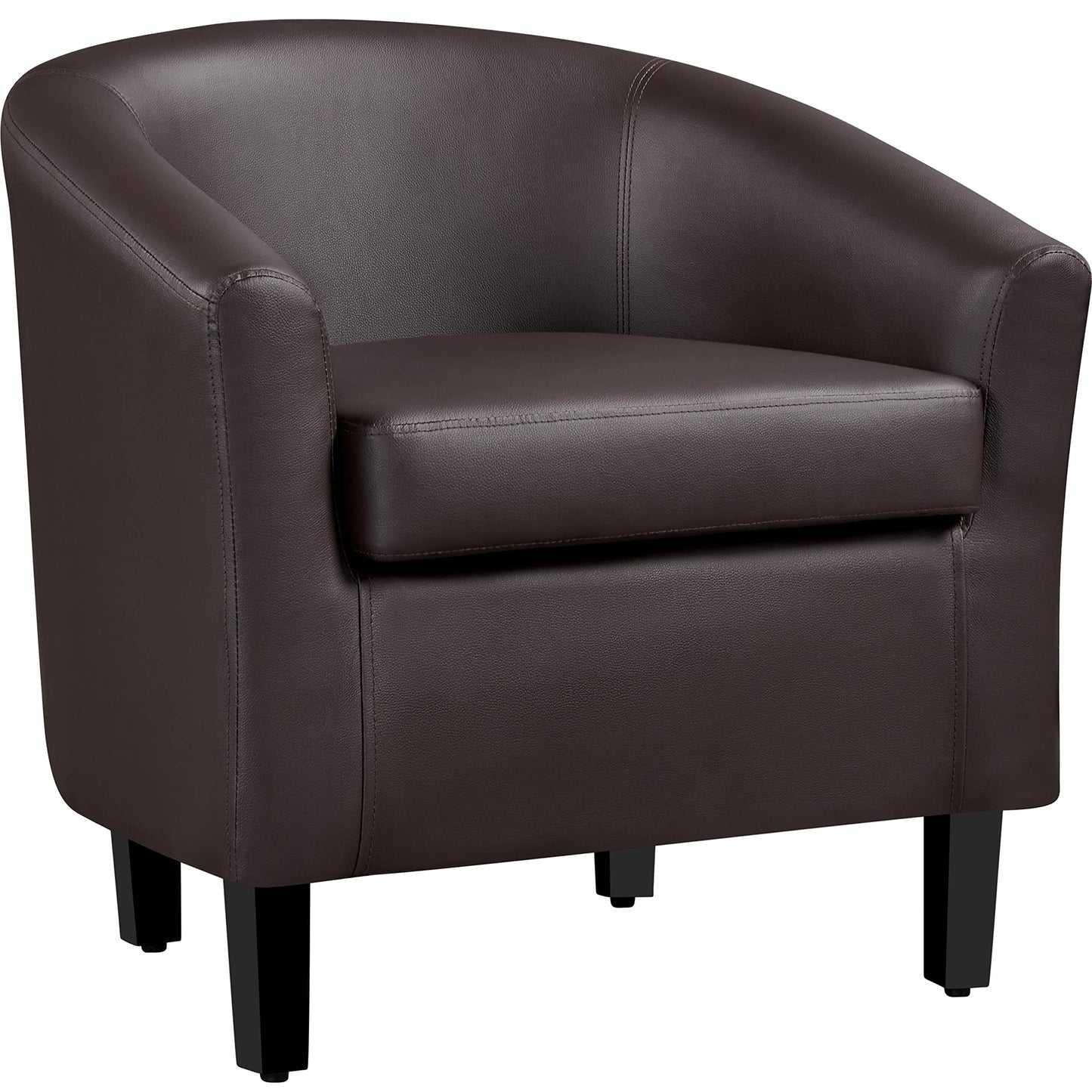 Yaheetech Brown Accent Chairs Set of 2, Faux Leather Barrel Chairs, Comfy Modern Leather Club Armchairs with Soft Seat for Living Room Bedroom Reading Waiting Room, Brown