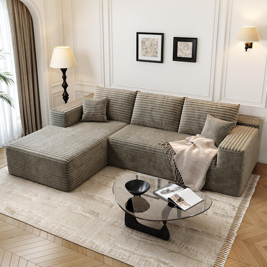 107.5" Cloud Modular Sectional Sofa with 1 Ottoman,Modern Minimalist Upholstered Couches, Comfort U Shaped Sofa for Living Room,Deep Seat Corner Couch，No Assembly Required (Black,Left Facing Chaise)