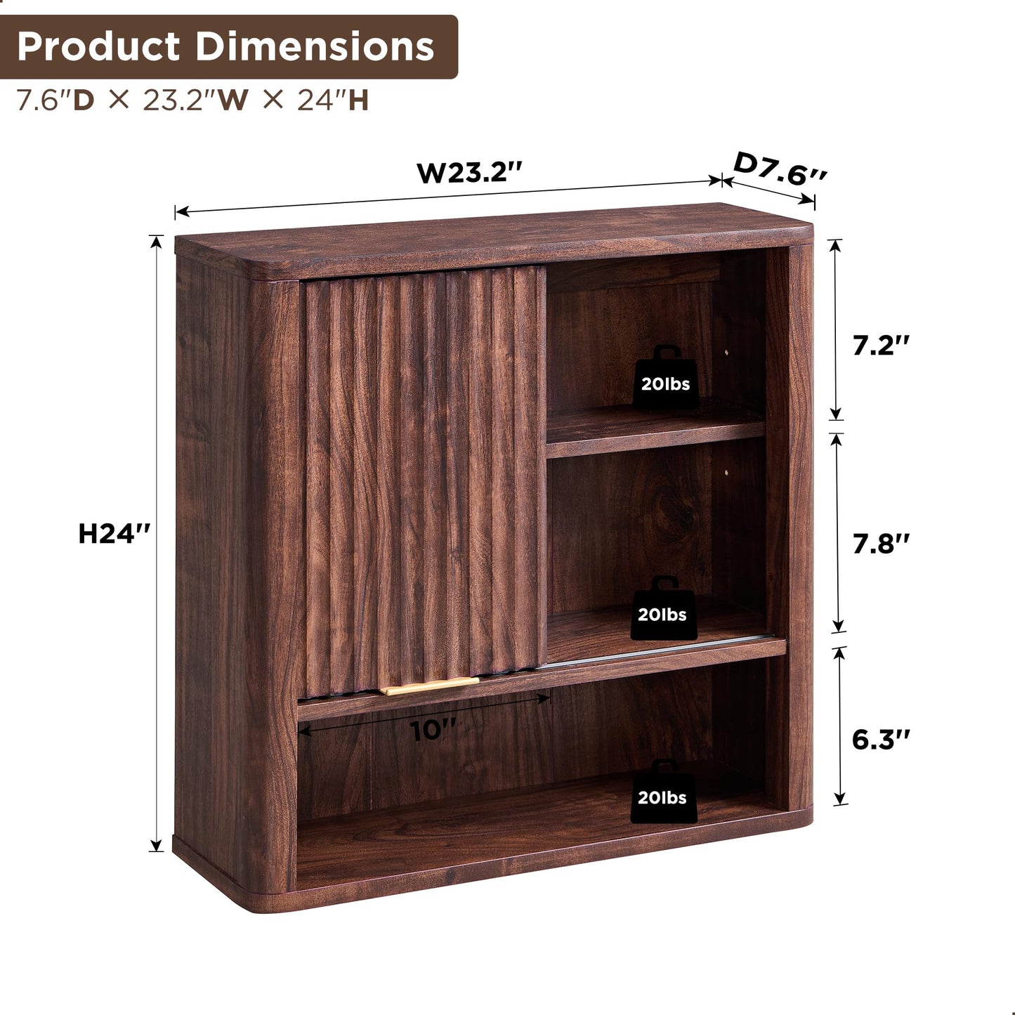 RedLemon Bathroom Wall Cabinet w/Fluted Sliding Door, Modern Medicine Cabinet w/Faux Marble Top & Adjustable Shelf, Curved Profile Wall Mounted Storage Organizer, Natural Oak Color