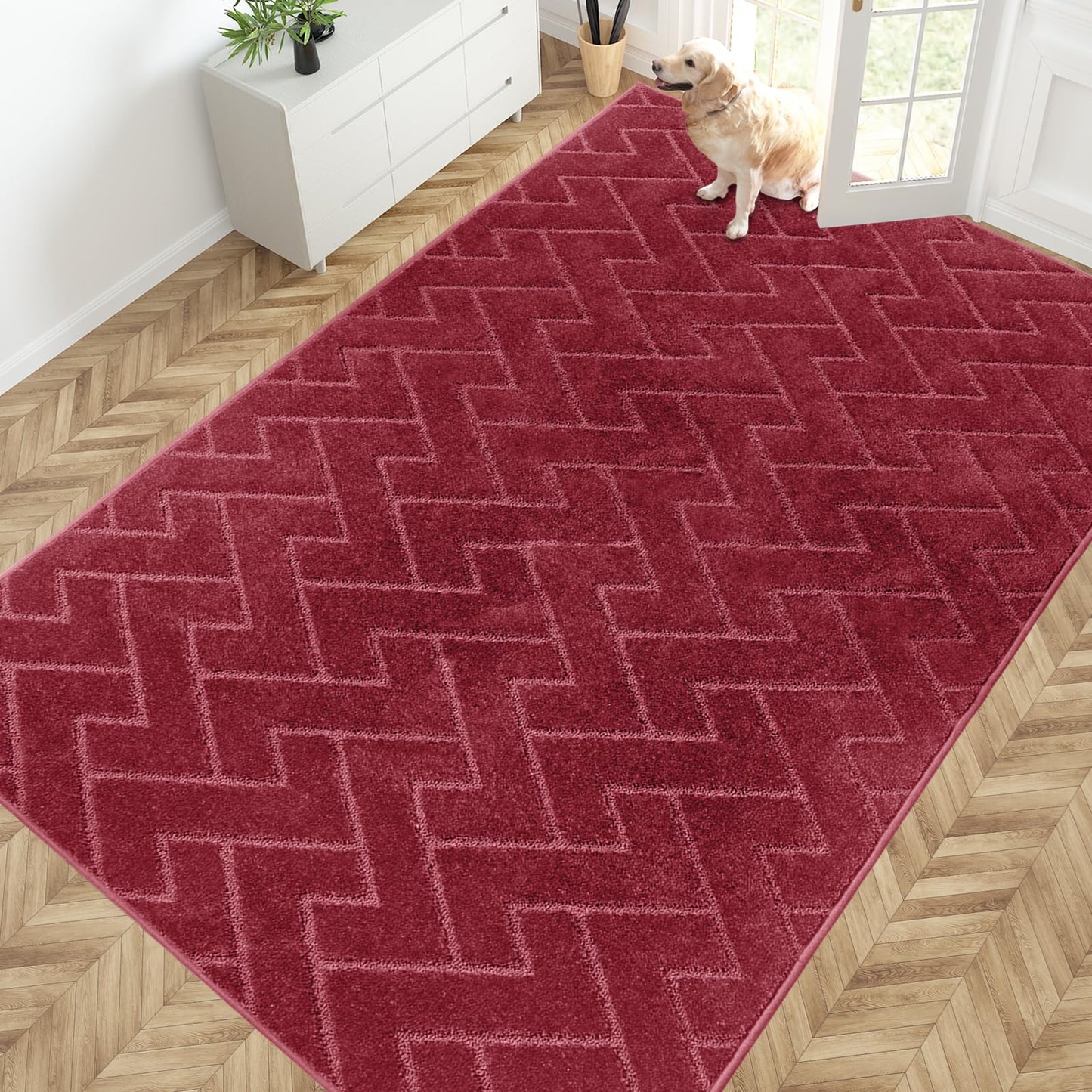PURRUGS Dirt Trapper Door Mat, Non-Slip Machine Washable Entry Rug, Shoe Scraper, Dog Doormat