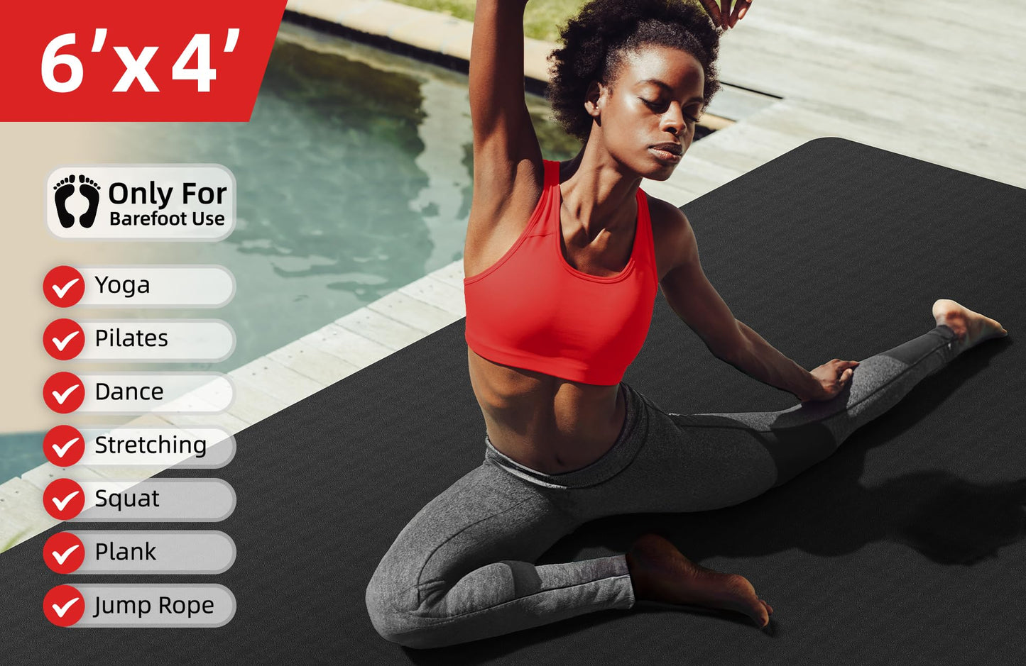 Large Yoga Mat 6'x4', Extra Thick Exercise Mat 6/8/10/12mm, Double Wide Workout Mat for Home Gym Flooring, Oversized XL Fitness Matt