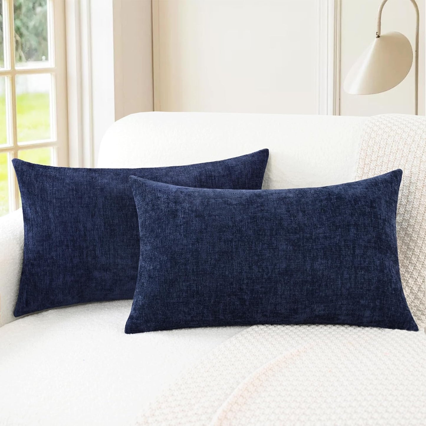 CaliTime Throw Pillow Covers Decorative 18 X 18 Inches Pack of 2 Cozy Chenille Cushion Cases for Couch Sofa Bed Living Room Home Teal