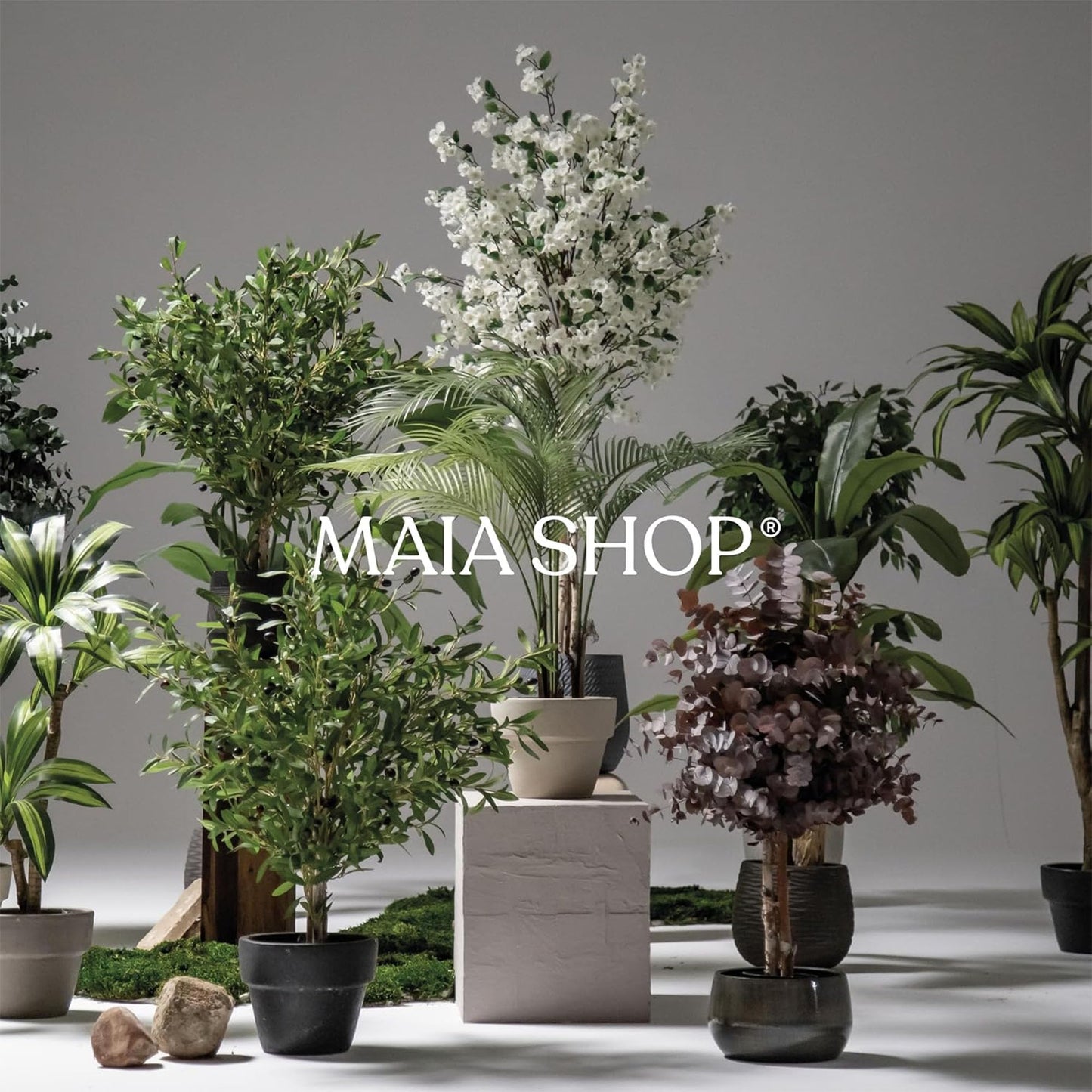 Maia Shop 3.5ft Artificial Bamboo Tree, Fake Plants for Home Decor, Natural Wood Trunk