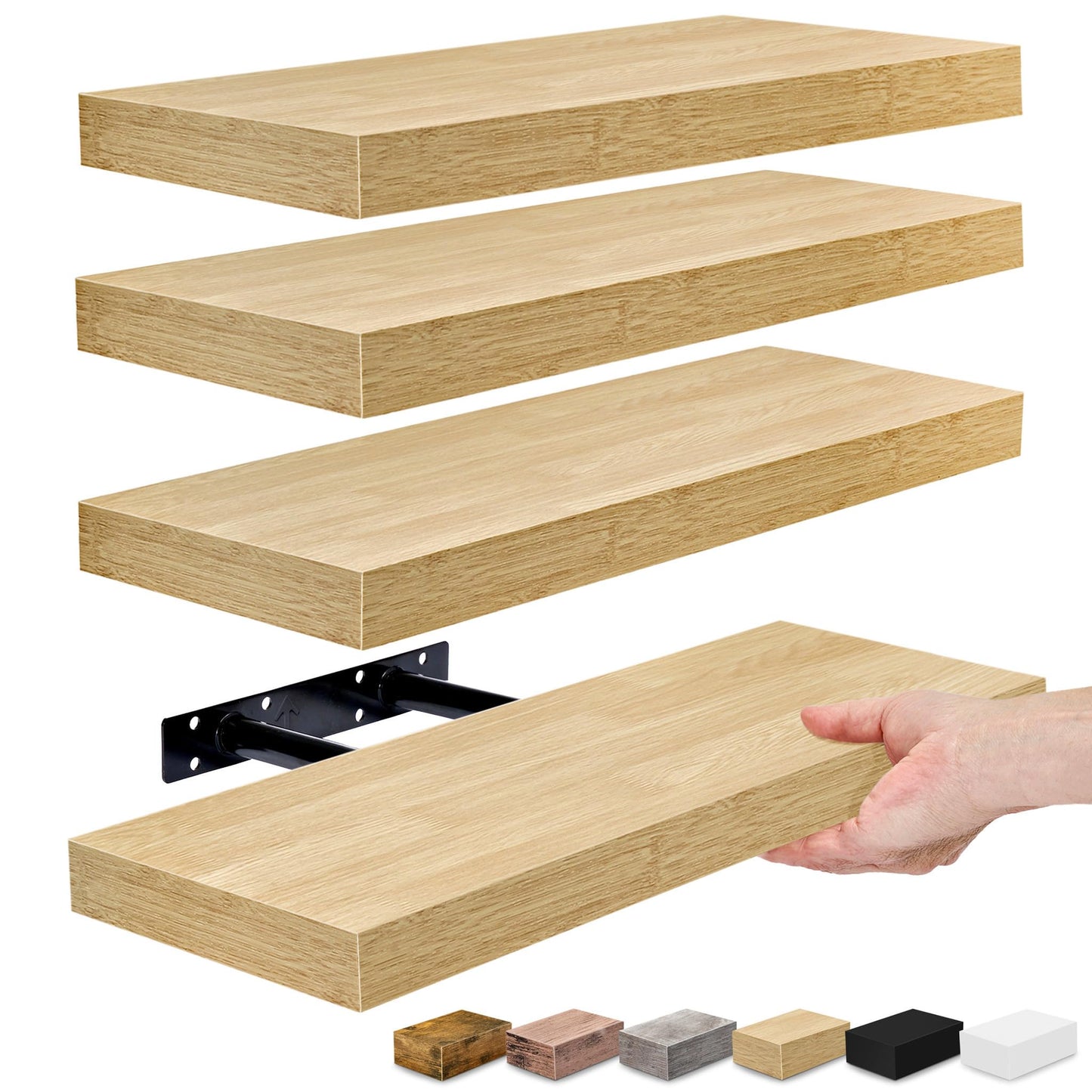 Sorbus Floating Shelves for Wall, Bathroom Shelves Wall Mounted for Kitchen, Bedroom, Bathroom Storage Over Toilet, Hanging Book Shelf for Wall Home Decor Living Room (Grey, 3 Pack)