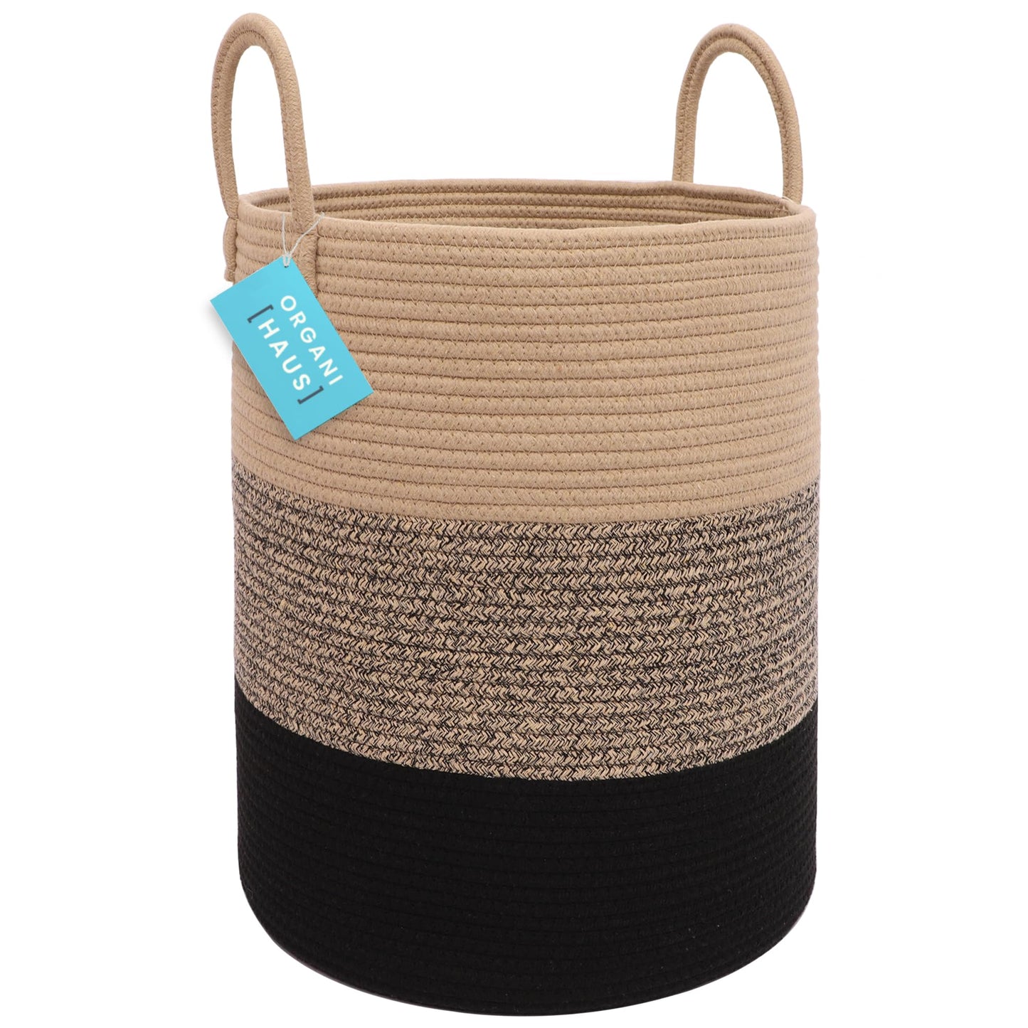 OrganiHaus Large Blanket Basket for Living Room 20x13, Rainbow Rope Basket for Classroom Organization, Toy Storage Basket, Woven Kids Laundry Basket