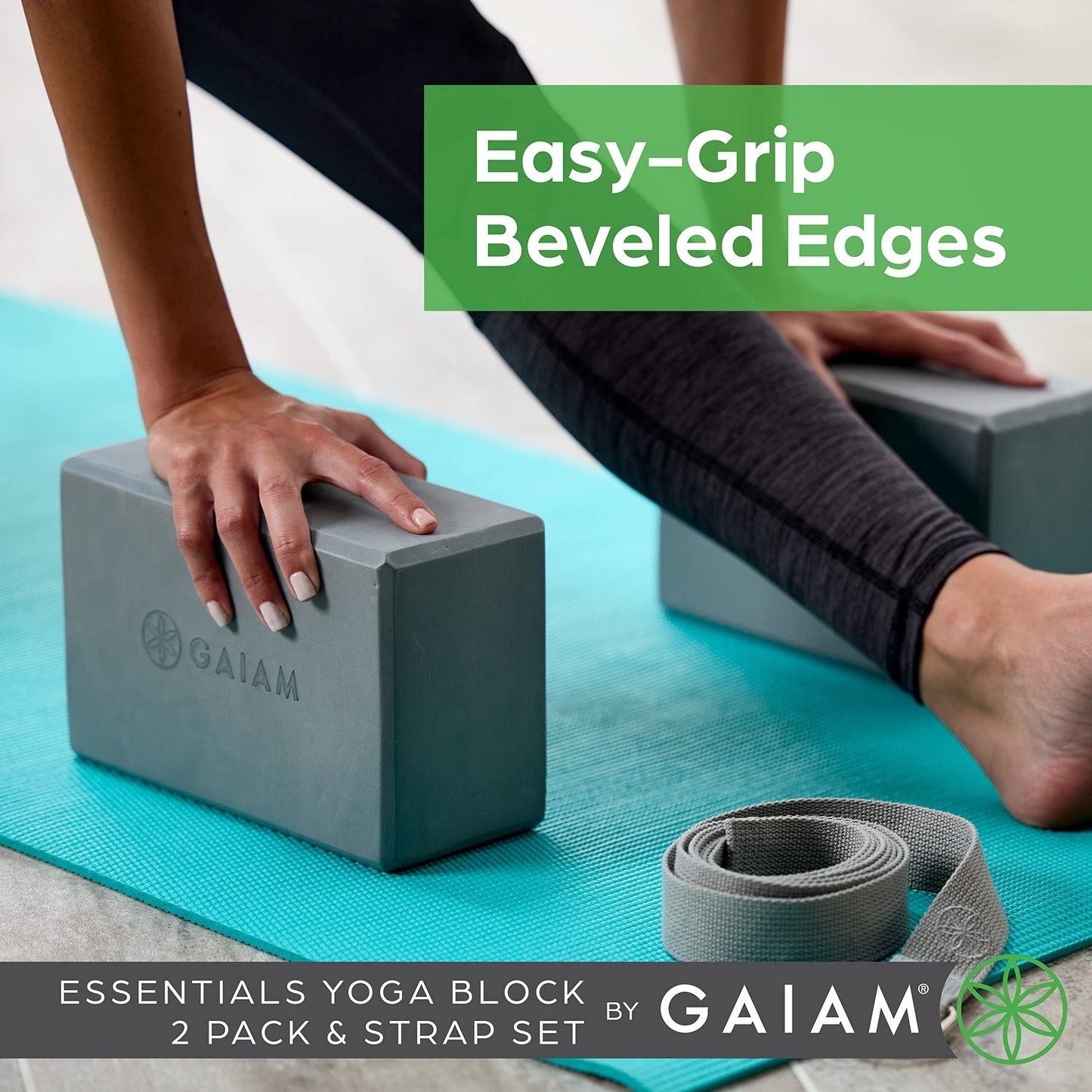 Gaiam Yoga Block - Supportive Latex-Free Eva Foam - Soft Non-Slip Surface with Beveled Edges for Yoga, Pilates, Meditation