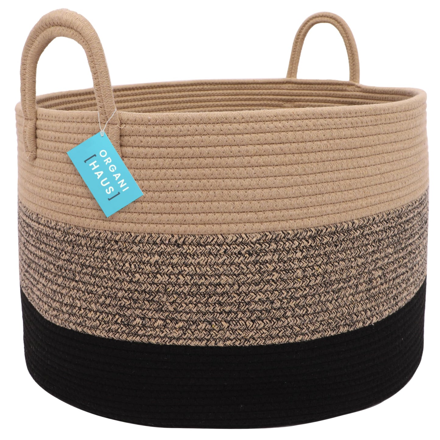 OrganiHaus Large Blanket Basket for Living Room 20x13, Rainbow Rope Basket for Classroom Organization, Toy Storage Basket, Woven Kids Laundry Basket