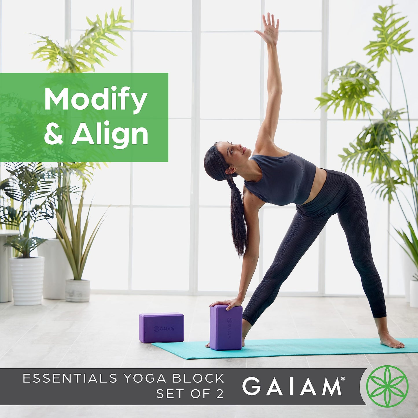 Gaiam Yoga Block - Supportive Latex-Free Eva Foam - Soft Non-Slip Surface with Beveled Edges for Yoga, Pilates, Meditation