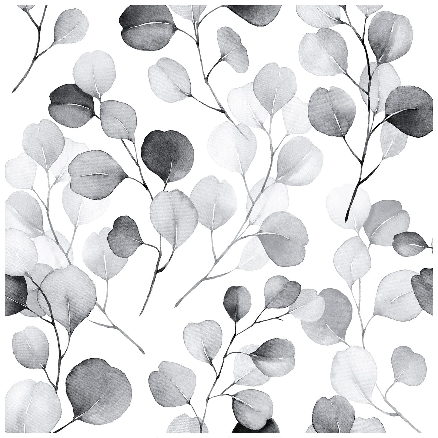 HAOKHOME Peel and Stick Wallpaper Boho Green/White Eucalyptus Leaf Floral Wall Mural Home Nursery Decor Renter Friendly Wallpaper 17.3in x 9.8ft