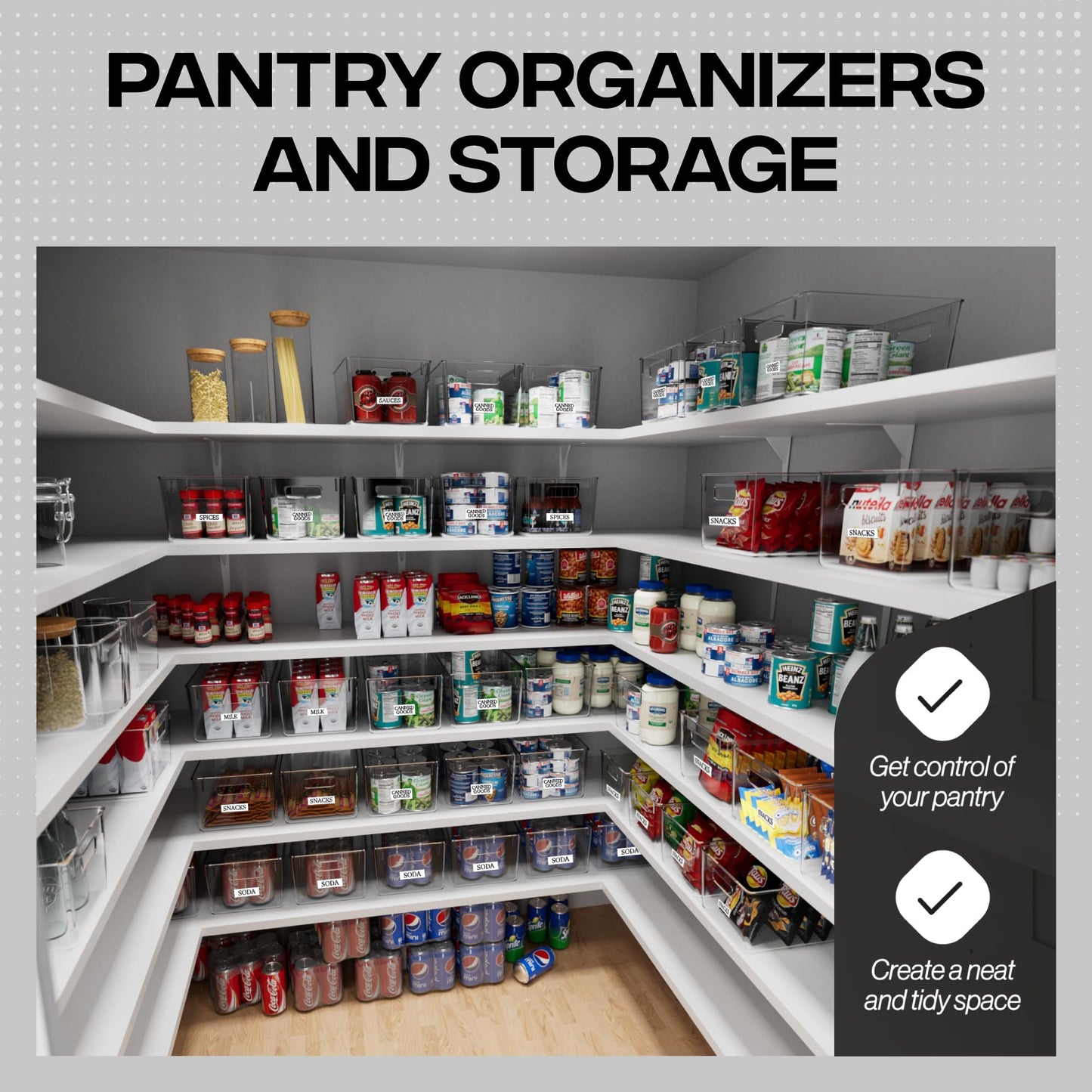 ClearSpace Clear Plastic Storage Bins – Pantry Organizers & Storage Containers, Cabinet Organizer - Home Organization Must Haves!