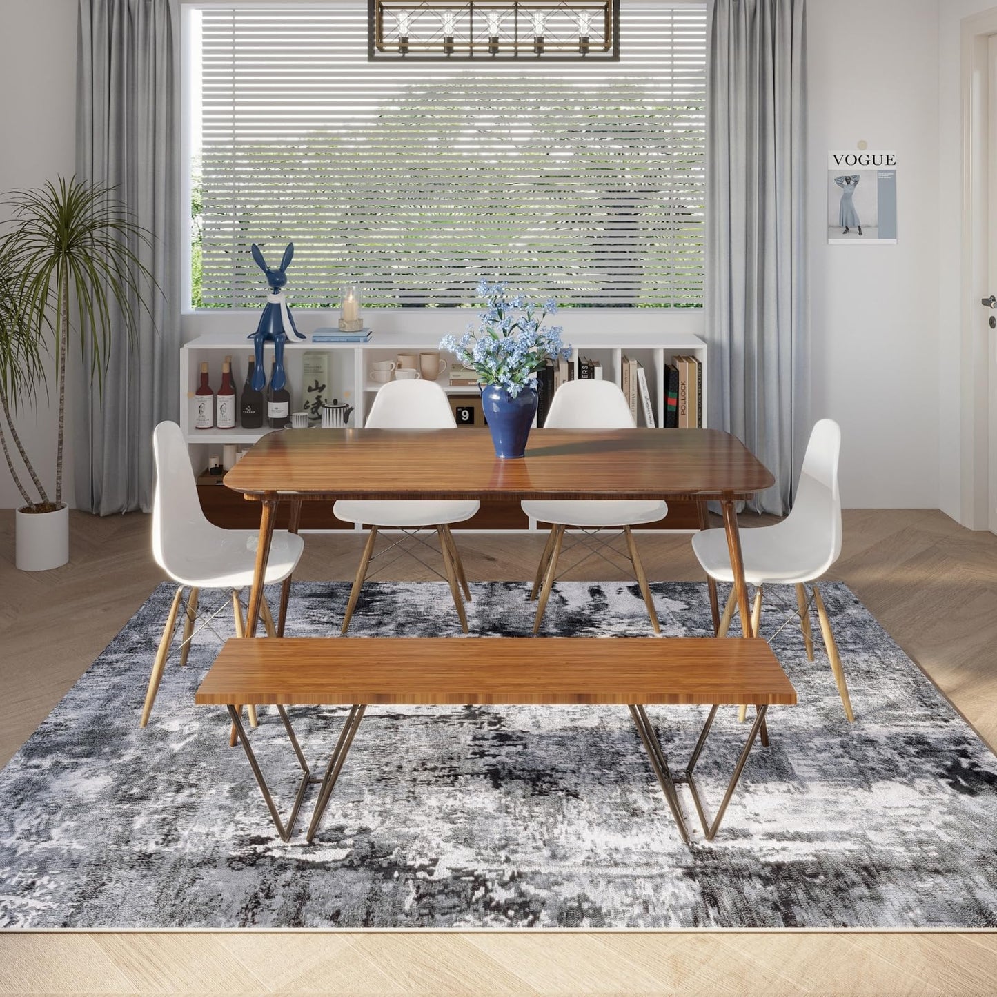 Washable Rug Boho Soft Abstract Pattern Non-Slip Area Rug 5x7  Non-Shedding Faux Wool Vintage