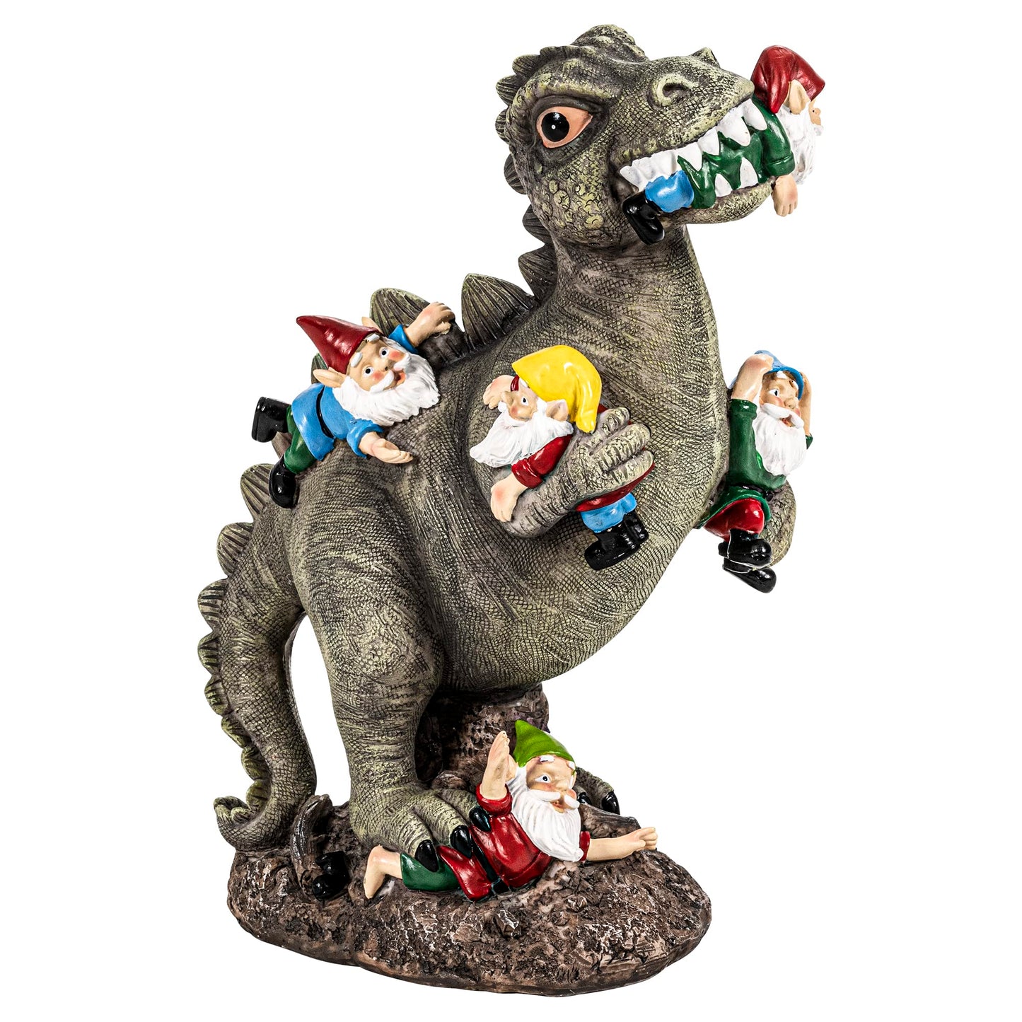 Garden Gnomes Statues Yard Decorations Outdoor Garden Decor, 14” Dinosaur Gnomes Garden Statues, Patio, Lawn Ornament, Gardening Gifts for Women for Housewarming