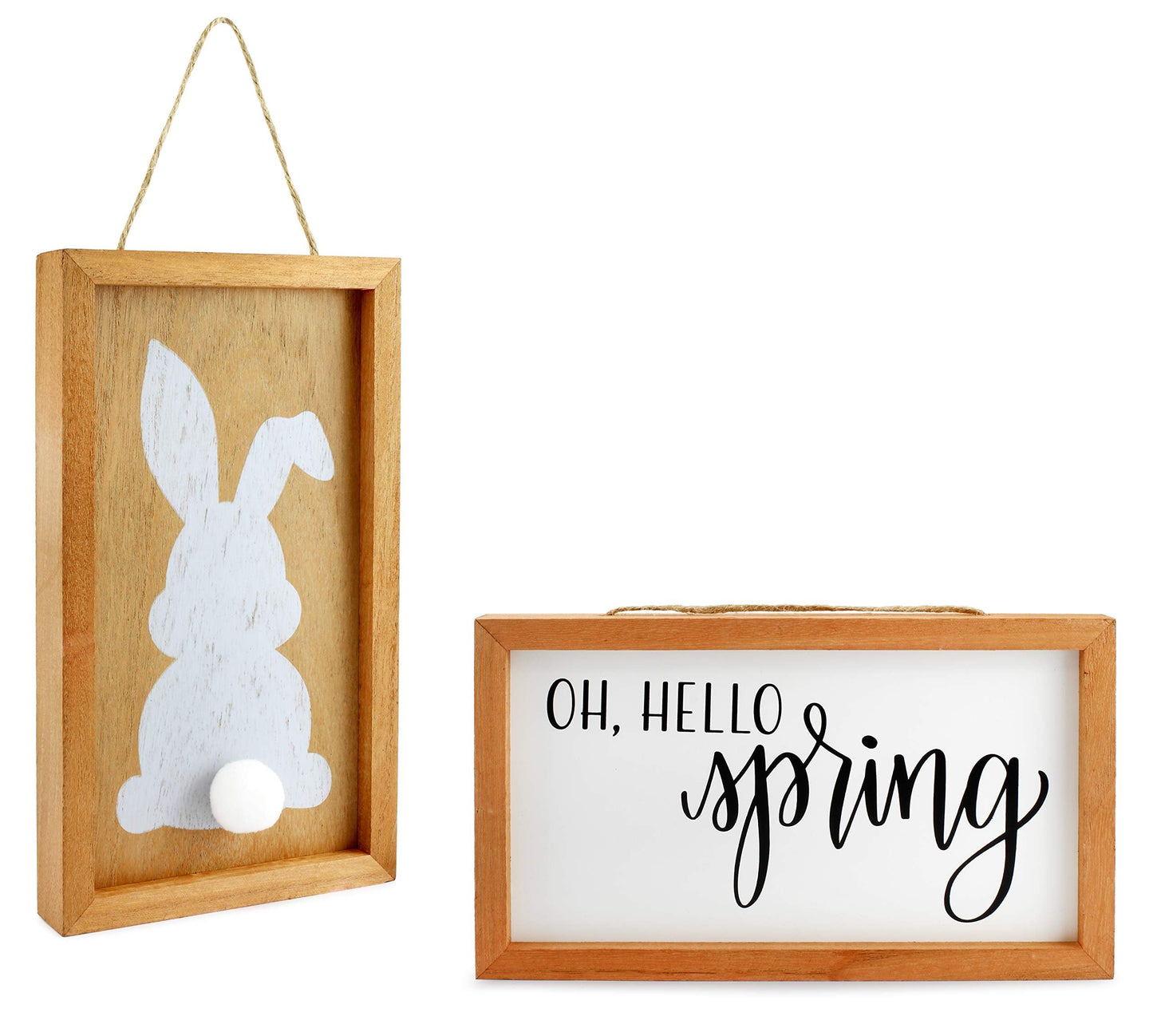 AuldHome Design Farmhouse Decor Fall Theme Wood Signs (Set of 2); Door Hanger Welcome Harvest Thanksgiving Autumn Seasonal Plaques 8.5 x 5 inches