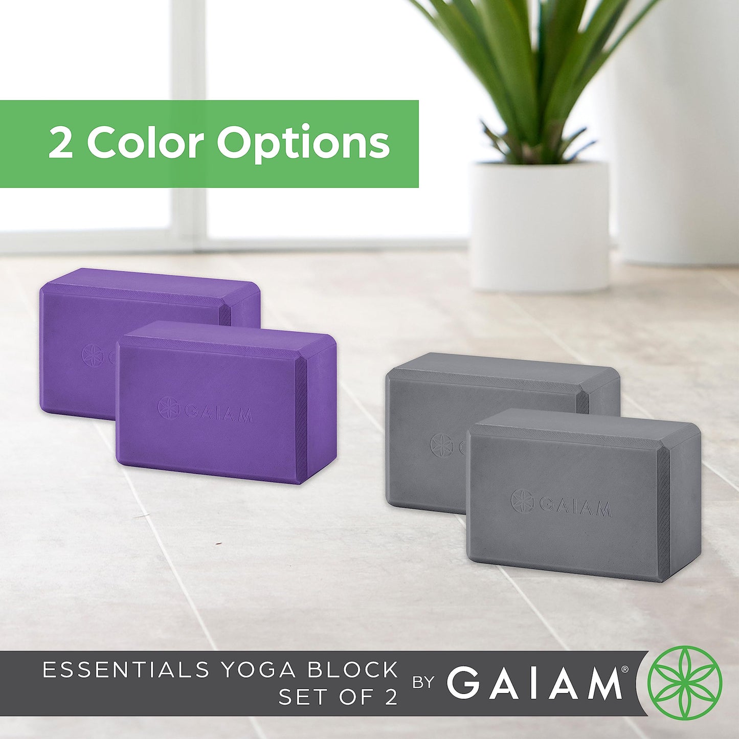 Gaiam Yoga Block - Supportive Latex-Free Eva Foam - Soft Non-Slip Surface with Beveled Edges for Yoga, Pilates, Meditation