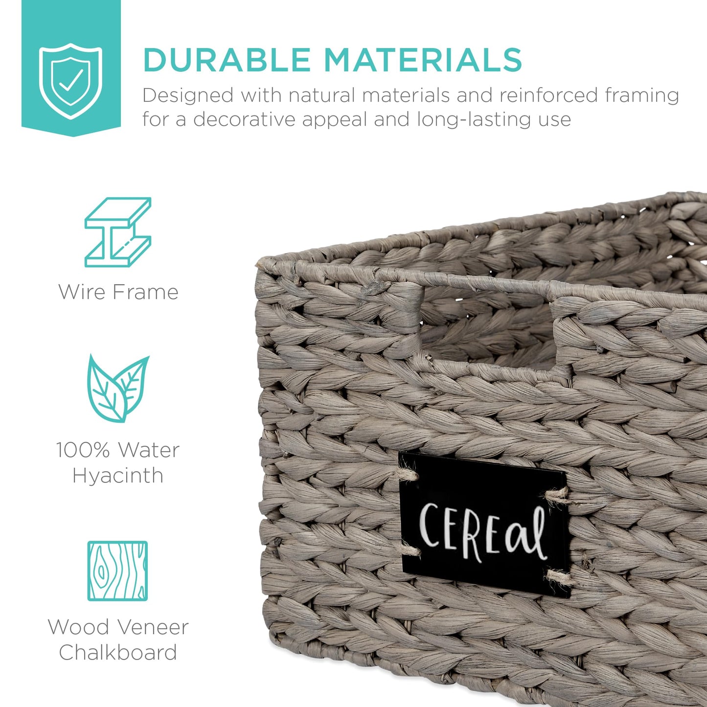 Best Choice Products Set of 4 9x12in Water Hyacinth Pantry Baskets