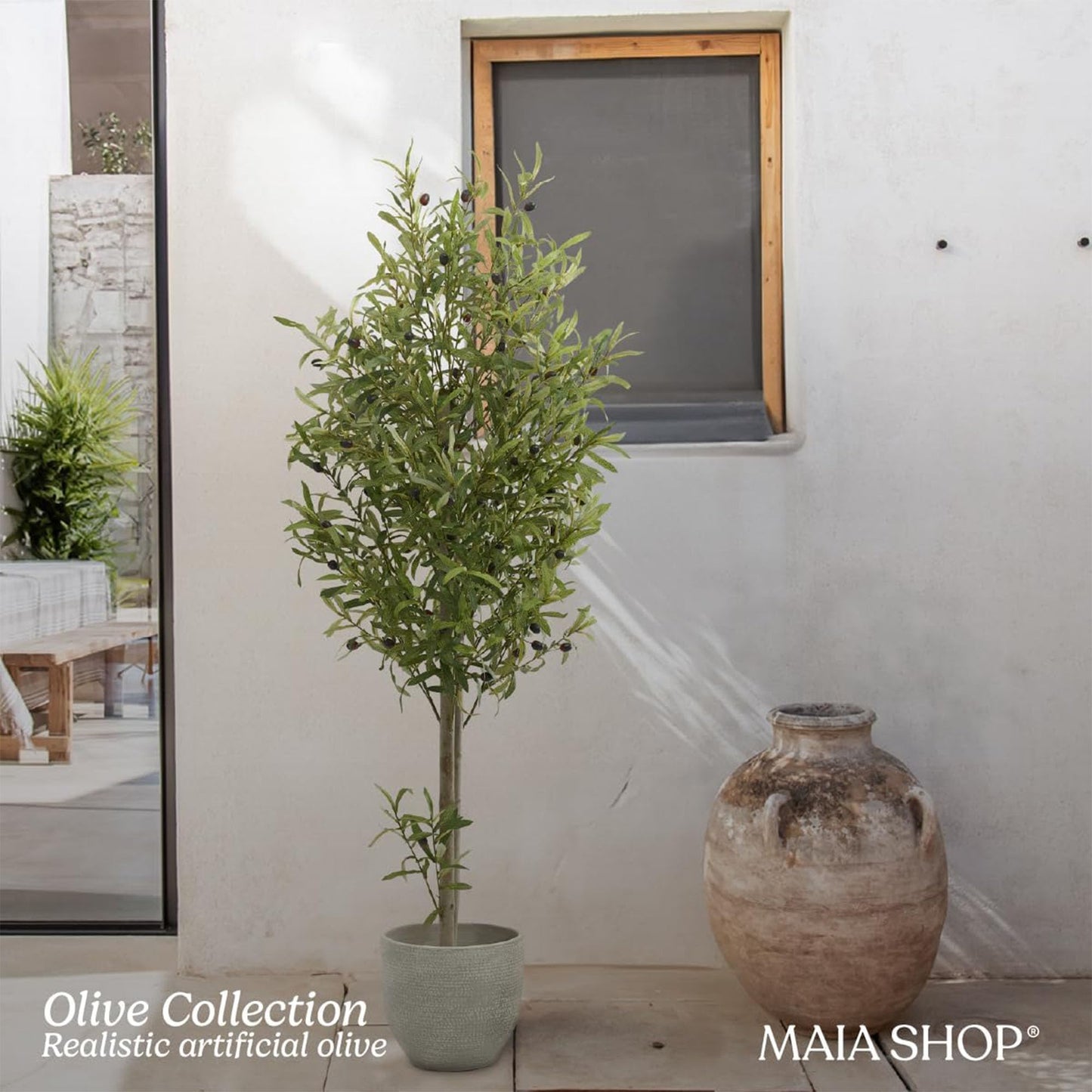 Maia Shop 3.5ft Artificial Bamboo Tree, Fake Plants for Home Decor, Natural Wood Trunk