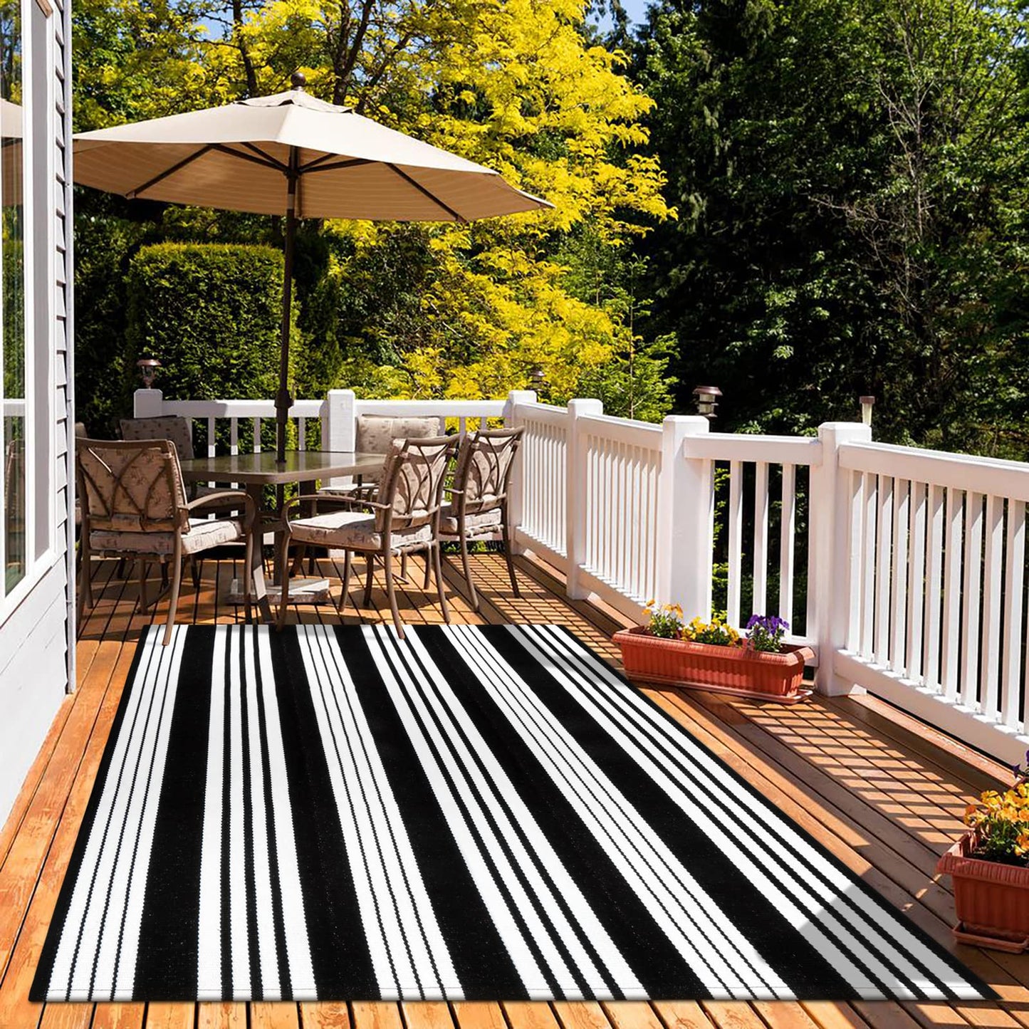 Thanksgiving Black & White Outdoor Rug for Home Decor Products