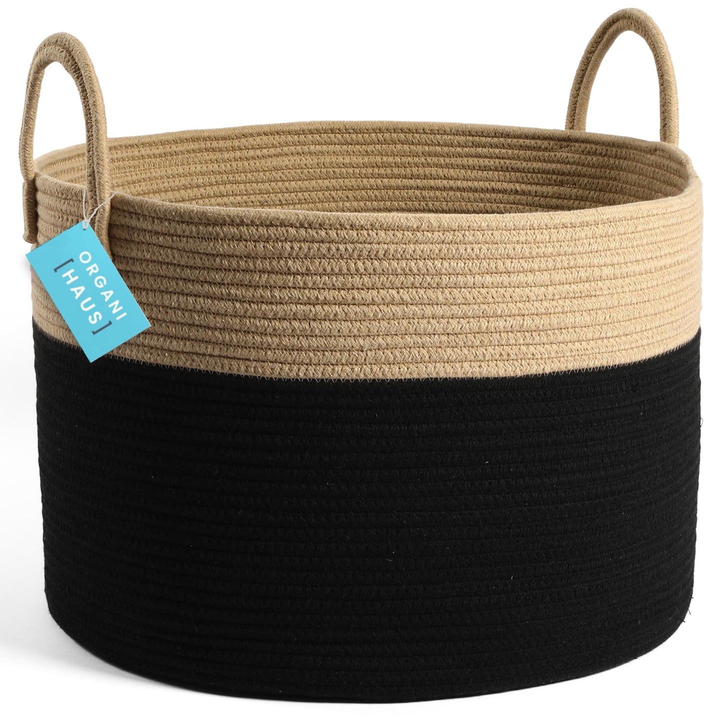 OrganiHaus Large Blanket Basket for Living Room 20x13, Rainbow Rope Basket for Classroom Organization, Toy Storage Basket, Woven Kids Laundry Basket