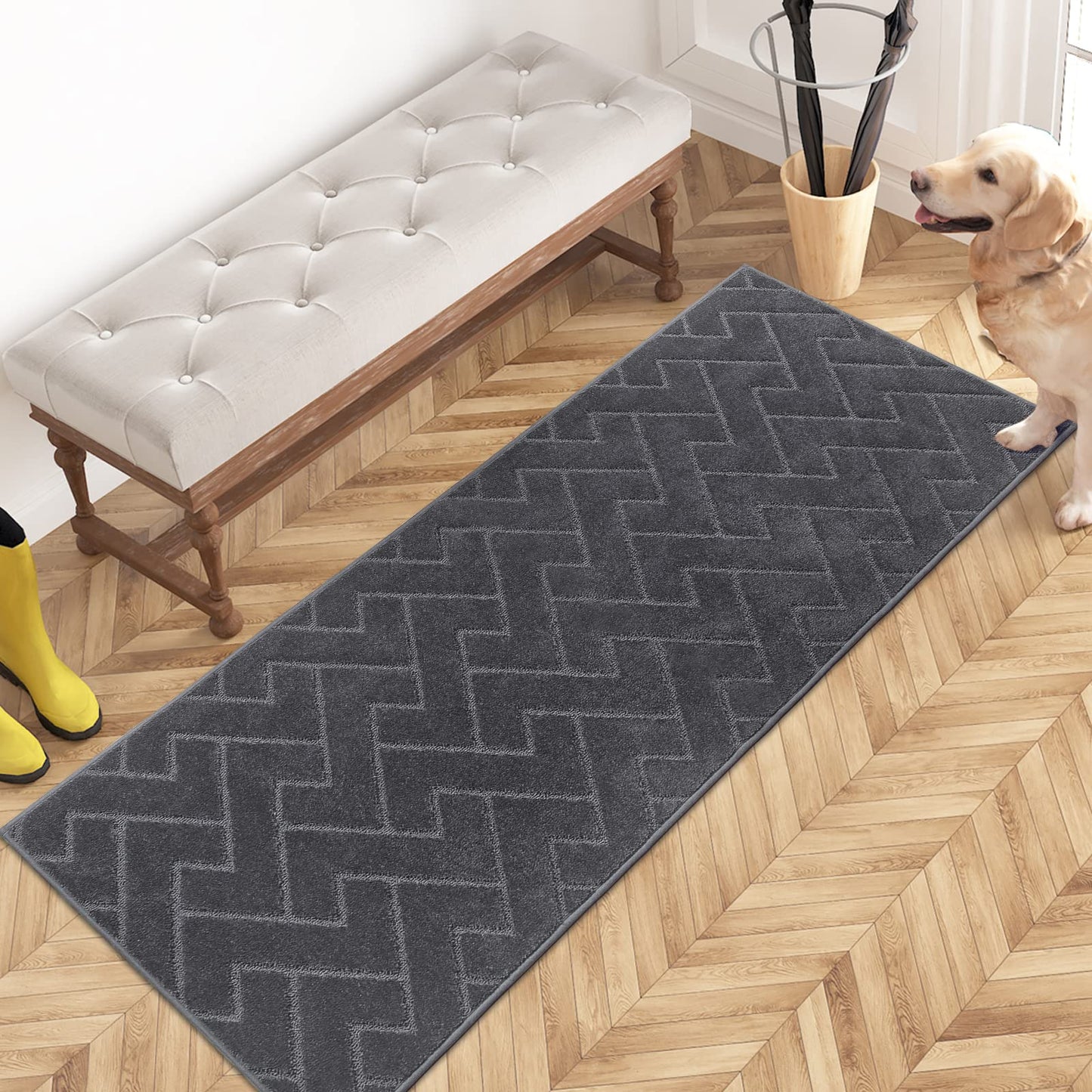 PURRUGS Dirt Trapper Door Mat, Non-Slip Machine Washable Entry Rug, Shoe Scraper, Dog Doormat