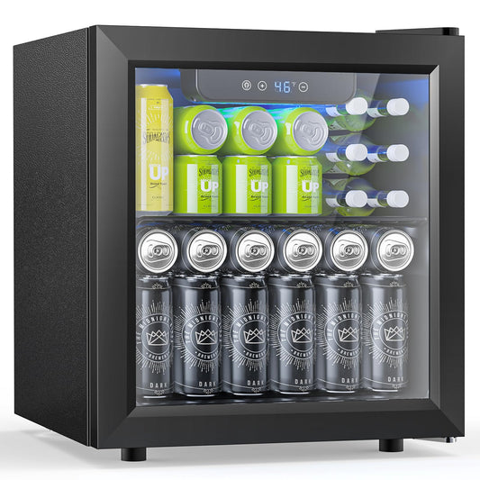 Mini Fridge 130 Can Beverage Refrigerator Cooler, 3.2 Cu.Ft Drink Fridge for Soda Wine Beer, Adjustable Temperature Control for Home Office, Black