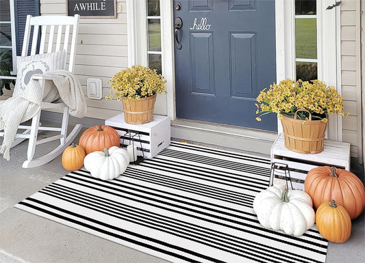 Thanksgiving Black & White Outdoor Rug for Home Decor Products
