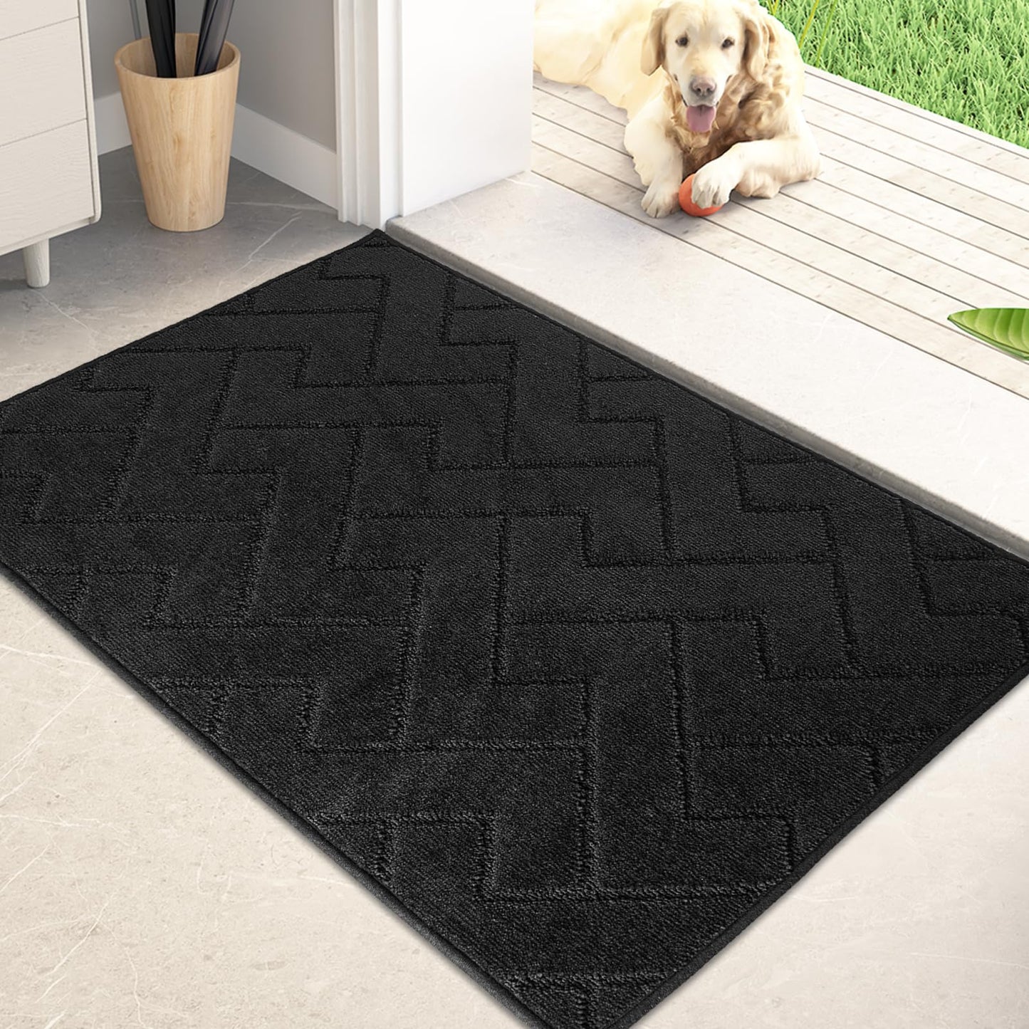 PURRUGS Dirt Trapper Door Mat, Non-Slip Machine Washable Entry Rug, Shoe Scraper, Dog Doormat