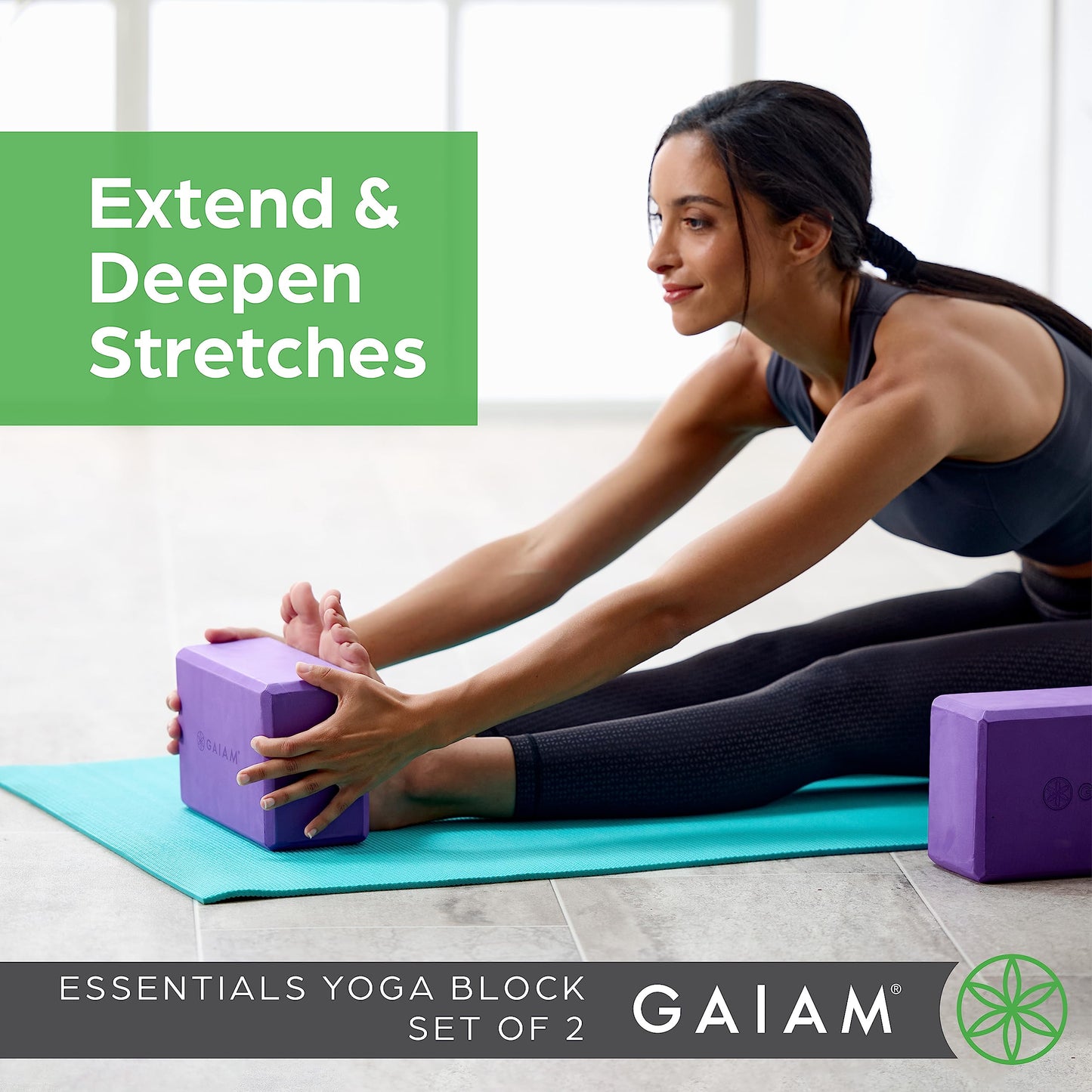 Gaiam Yoga Block - Supportive Latex-Free Eva Foam - Soft Non-Slip Surface with Beveled Edges for Yoga, Pilates, Meditation