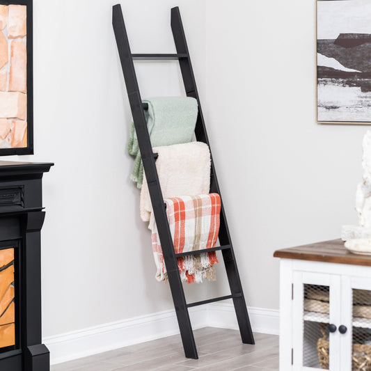 Rustic Decorative Farmhouse Blanket Storage, Quilt Rack, Ladder Shelf, Easy Assembly