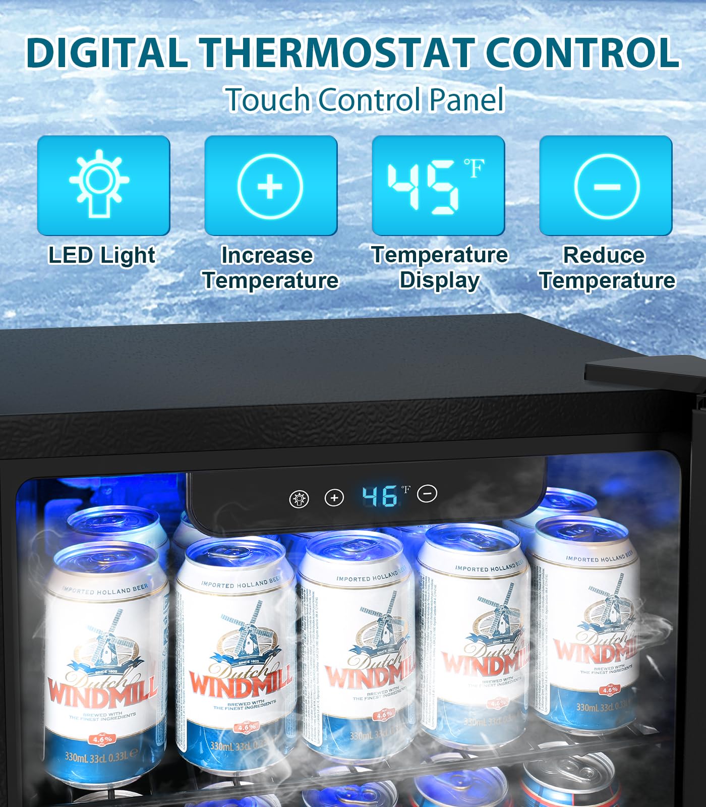 Mini Fridge 130 Can Beverage Refrigerator Cooler, 3.2 Cu.Ft Drink Fridge for Soda Wine Beer, Adjustable Temperature Control for Home Office, Black