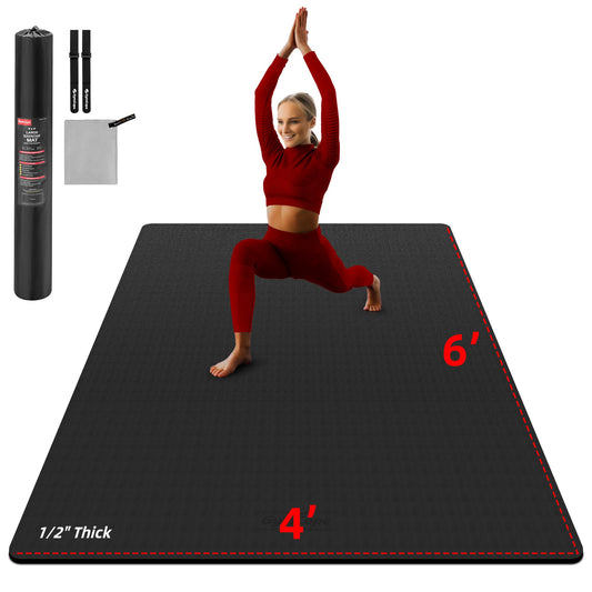 Large Yoga Mat 6'x4', Extra Thick Exercise Mat 6/8/10/12mm, Double Wide Workout Mat for Home Gym Flooring, Oversized XL Fitness Matt