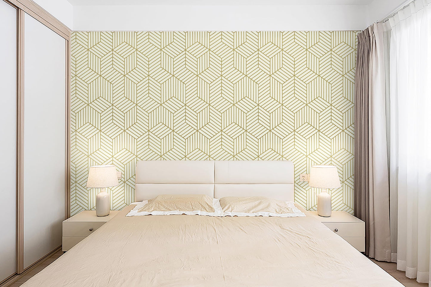 CiCiwind Peel and Stick Wallpaper Boho Wall Paper Modern White and Gold Geometric Contact Paper for Cabinets Removable Self Adhesive Bathroom Wallpaper for Bedroom Papel Tapiz para Pared 15.7"x78.7"