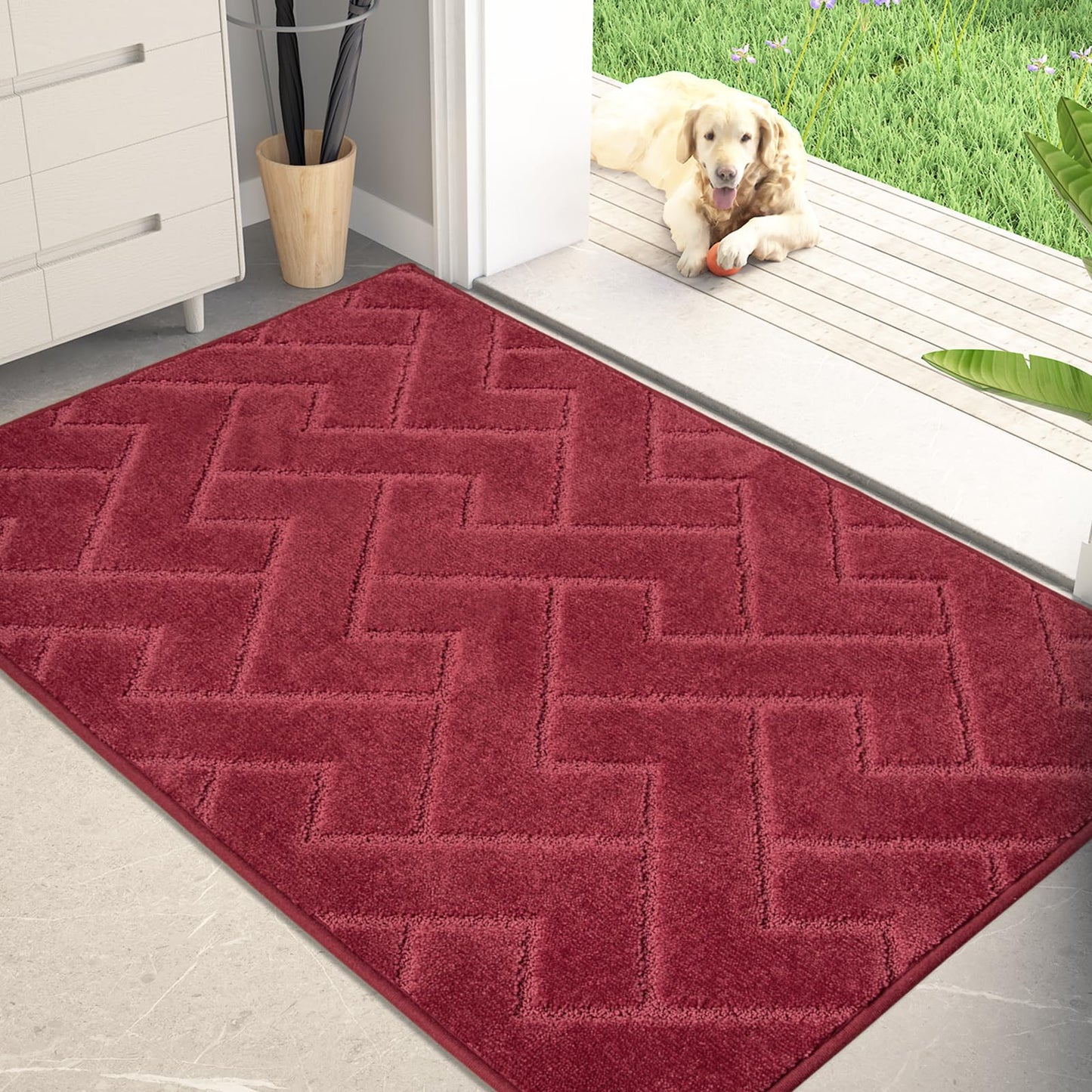 PURRUGS Dirt Trapper Door Mat, Non-Slip Machine Washable Entry Rug, Shoe Scraper, Dog Doormat