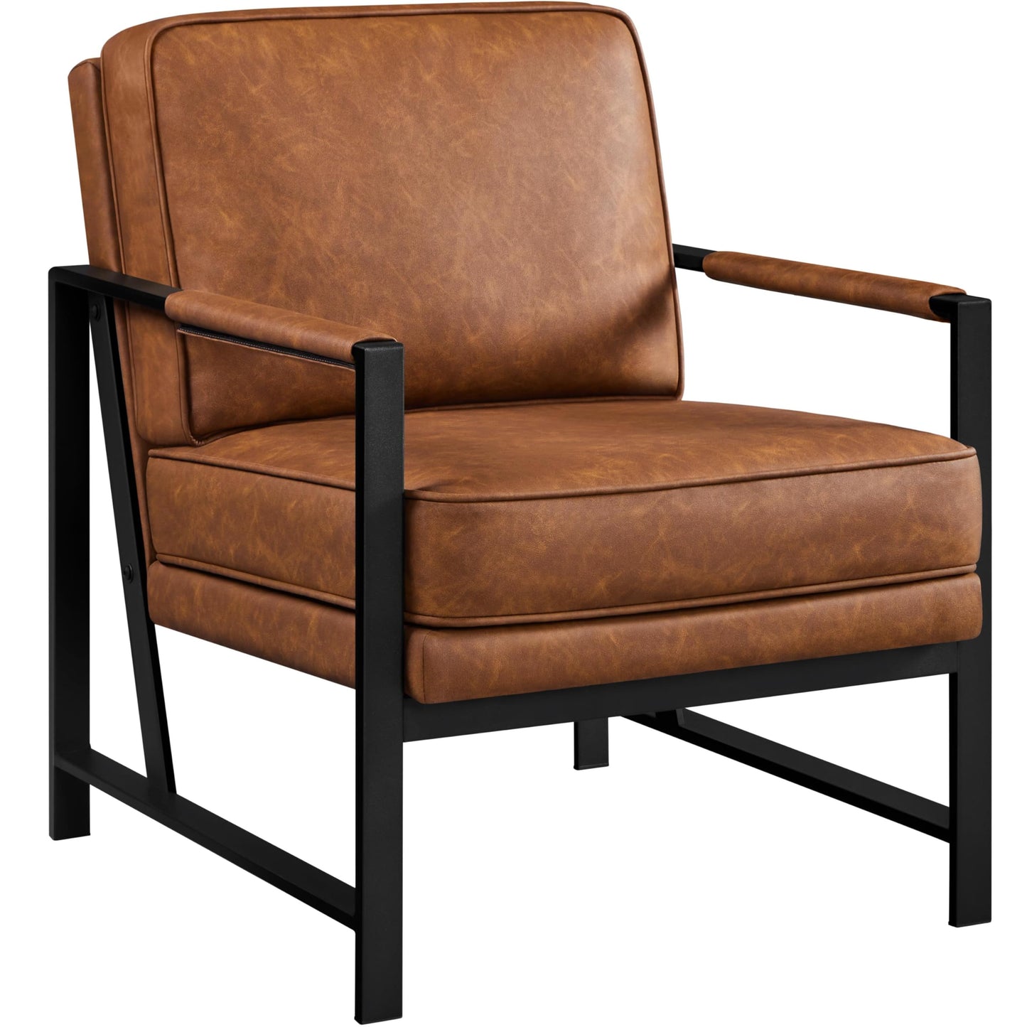 Yaheetech PU Leather Armchairs, Retro Leisure Accent Chair with Extra Soft Padded and Cushion