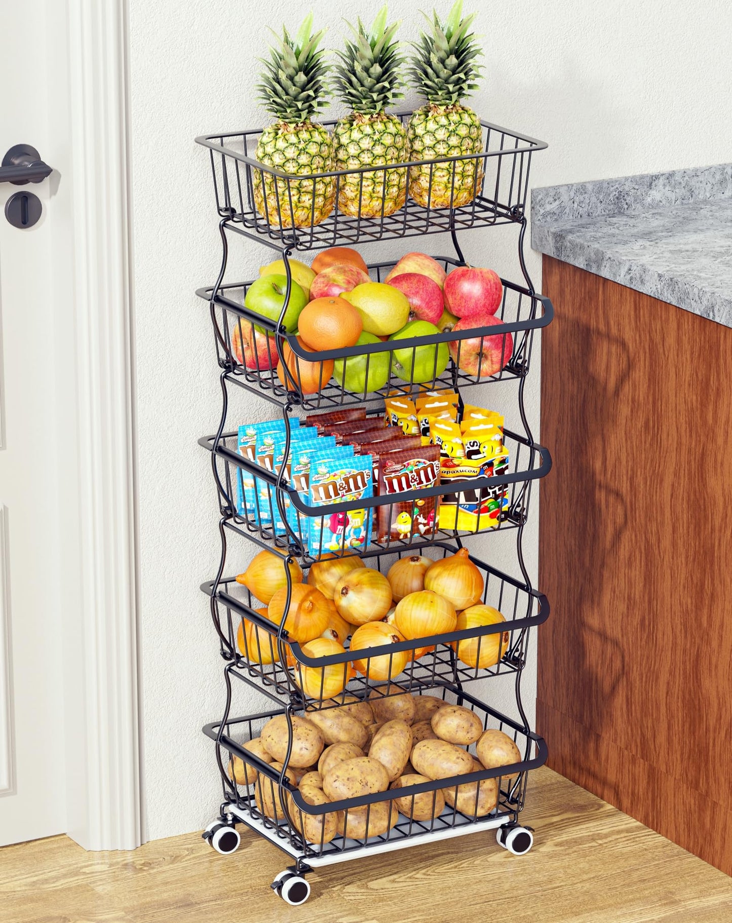 3-Tier Rolling Pantry Floor Organizer – a kitchen storage solution for your home improvement needs
