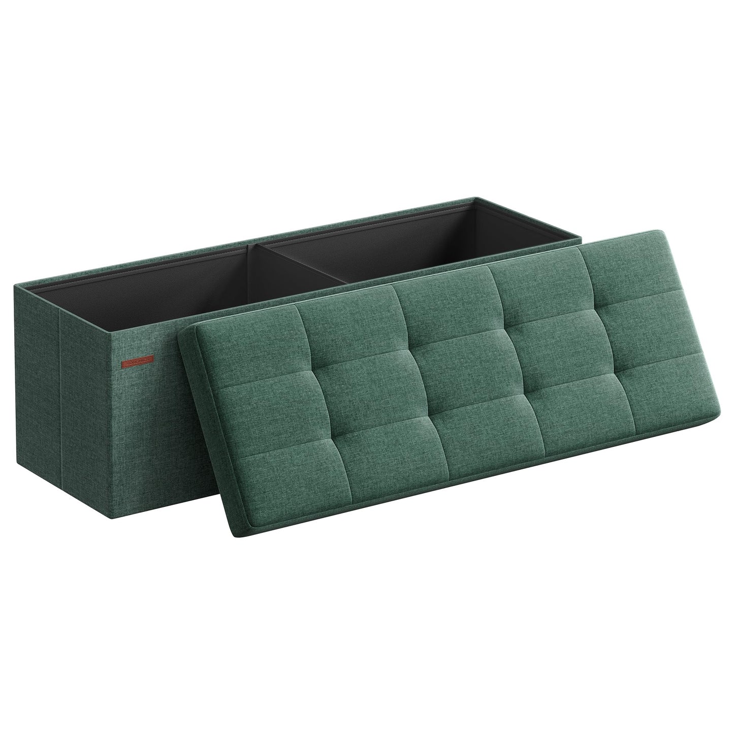 SONGMICS MAZIE Collection - 43 Inches Folding Storage Ottoman Bench, Ottoman Foot Rest, End of Bed Bench, Storage Chest, Load 660 lb, for Living Room, Bedroom, Entryway, Midnight Blue ULSF77IN