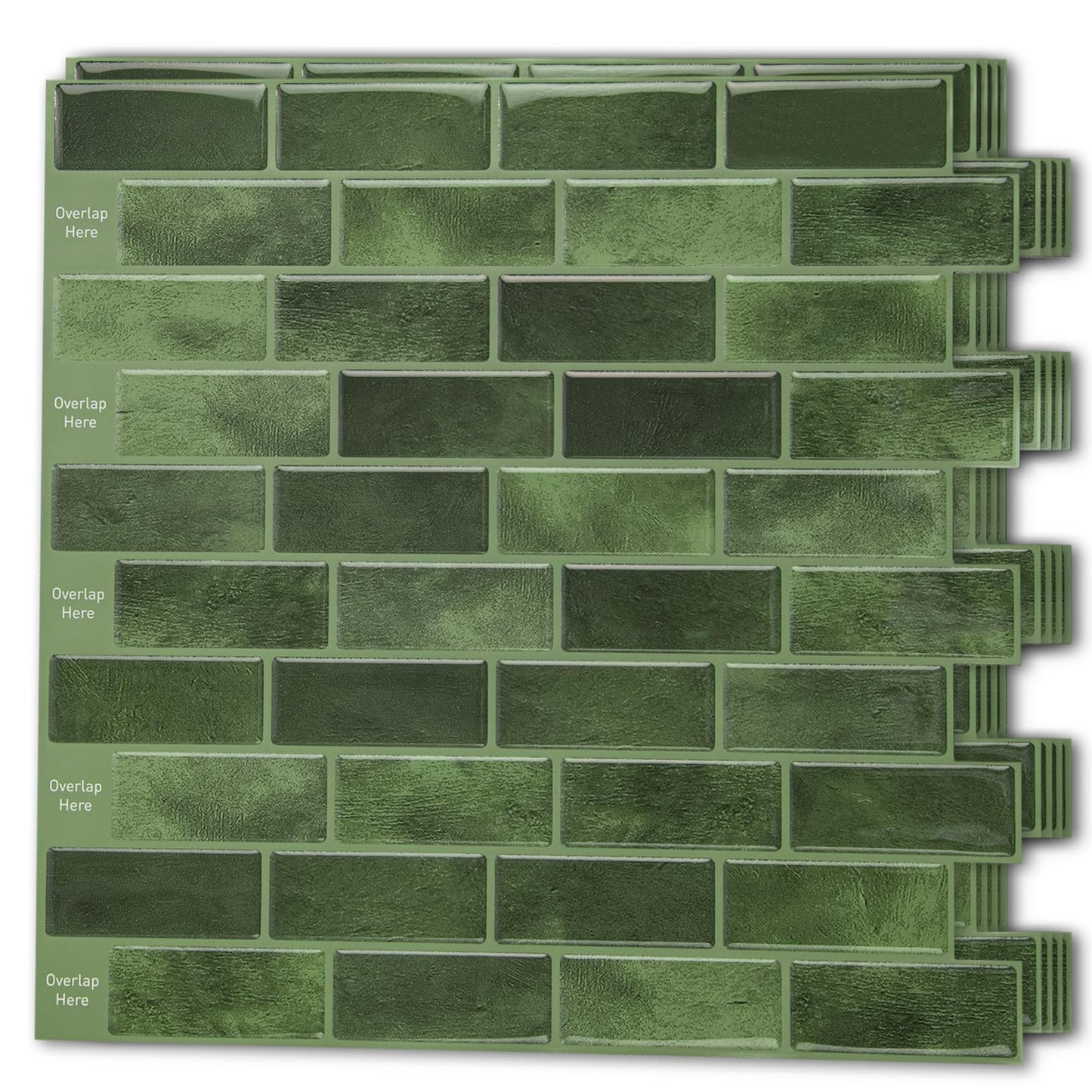 Sheet Kitchen Backsplash Tiles Peel and Stick, Self Adhesive Wall Tile Sticker for Kitchen Island Bathroom Laundry Room RV Renter 12" x 12" - Jade Green