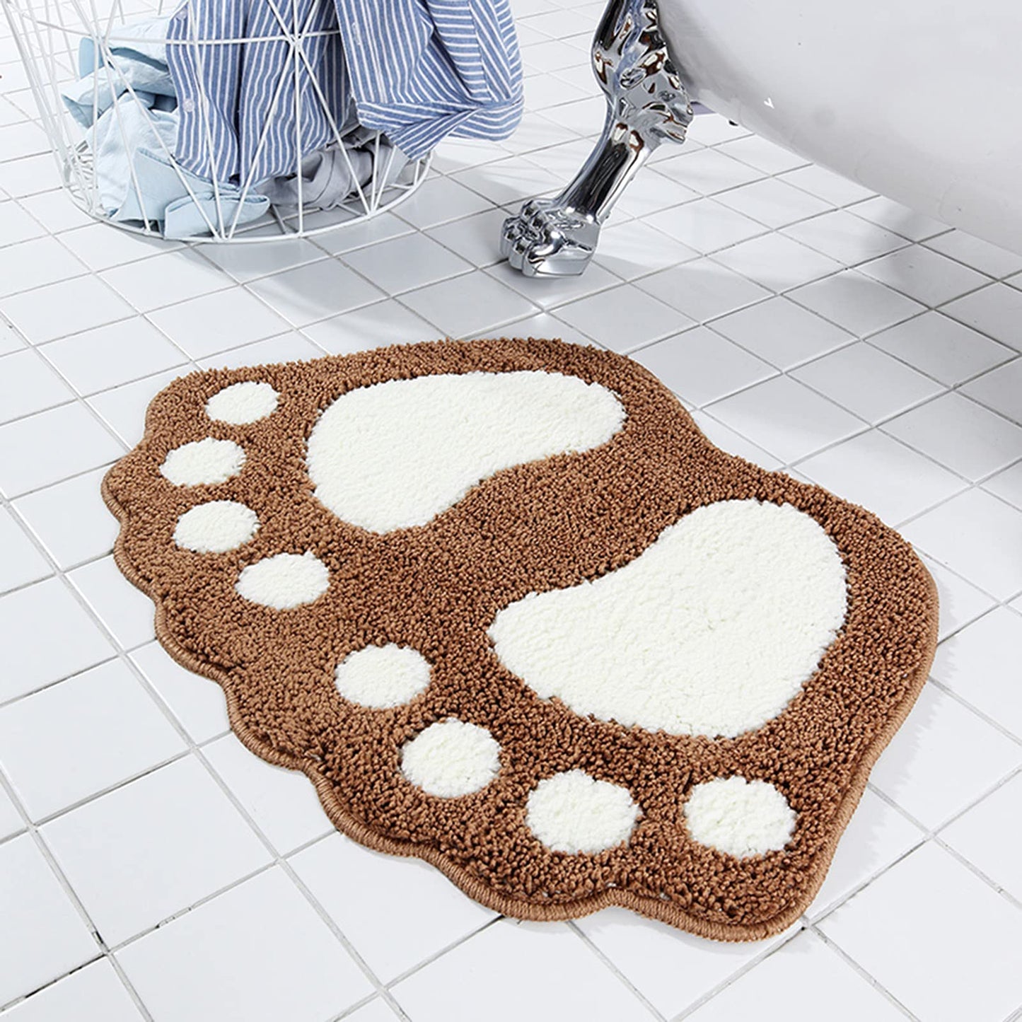 Bathroom Rugs Mats Water Absorbent Non-Slip Mat Used in Bathroom, Shower, Room, Etc.Soft Microfiber Bath Mat Machine Washable Bath Mat Bathroom Mat (Brown, 19x26 inch)