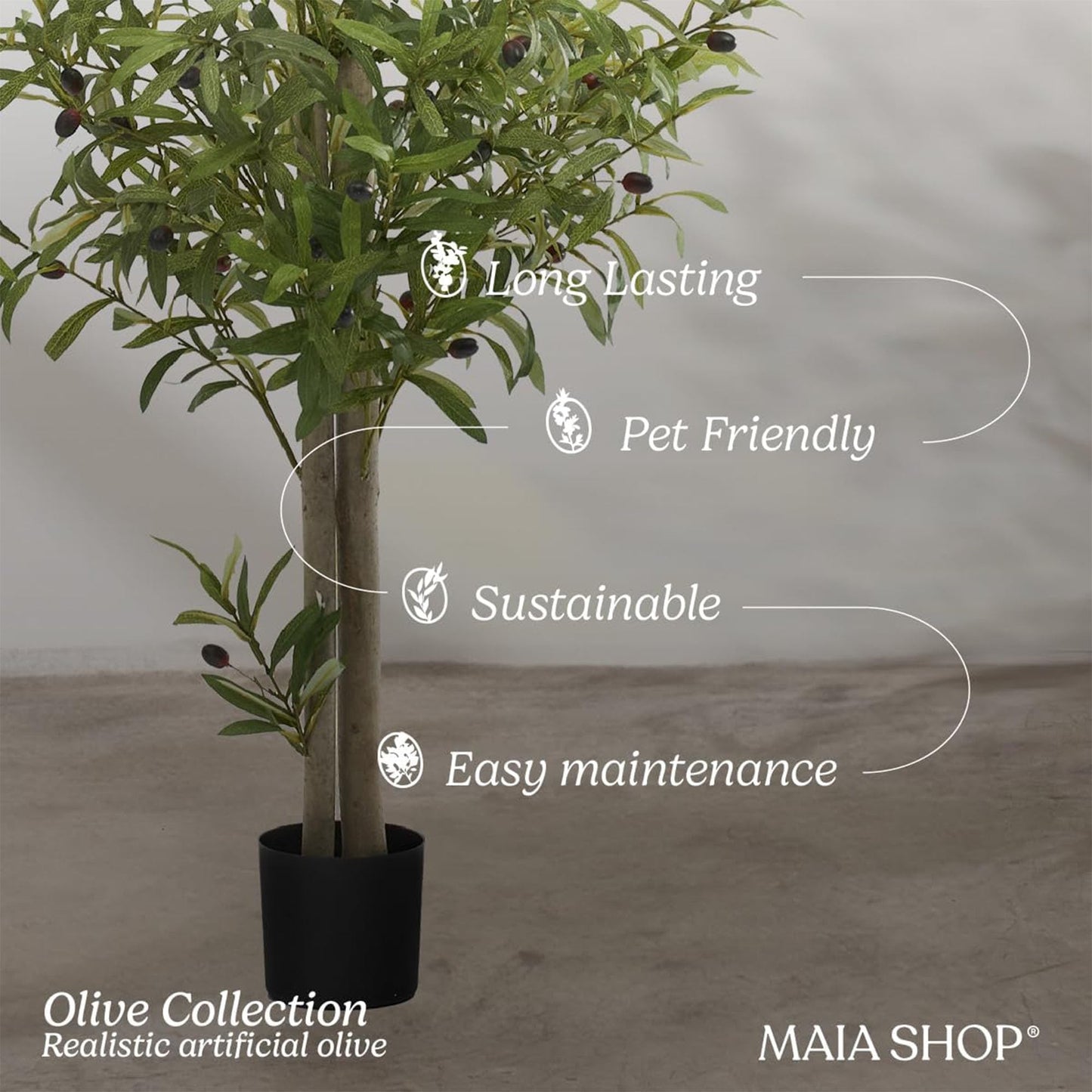 Maia Shop 3.5ft Artificial Bamboo Tree, Fake Plants for Home Decor, Natural Wood Trunk