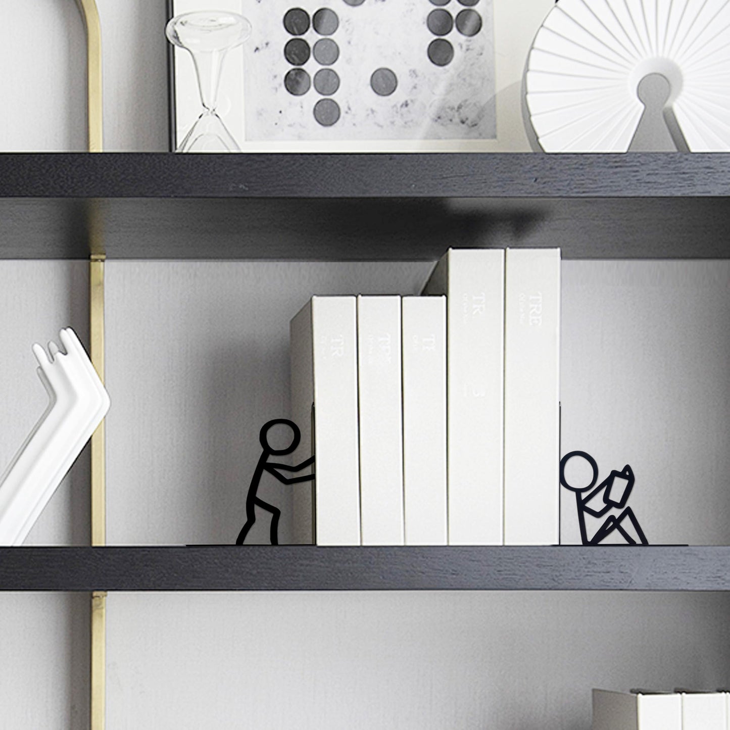Bookends Decorative Metal Unique Office Desk Bookends Cute Book Ends Reading Decor Bookshelf Decor for Office School Library Bedroom