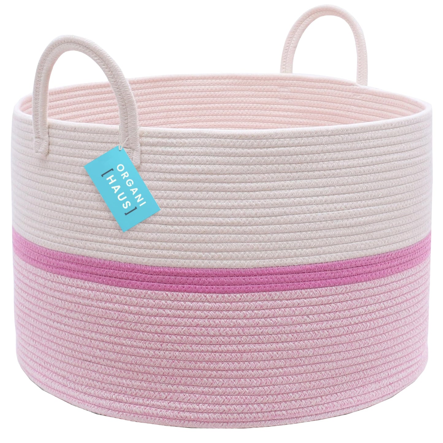 OrganiHaus Large Blanket Basket for Living Room 20x13, Rainbow Rope Basket for Classroom Organization, Toy Storage Basket, Woven Kids Laundry Basket