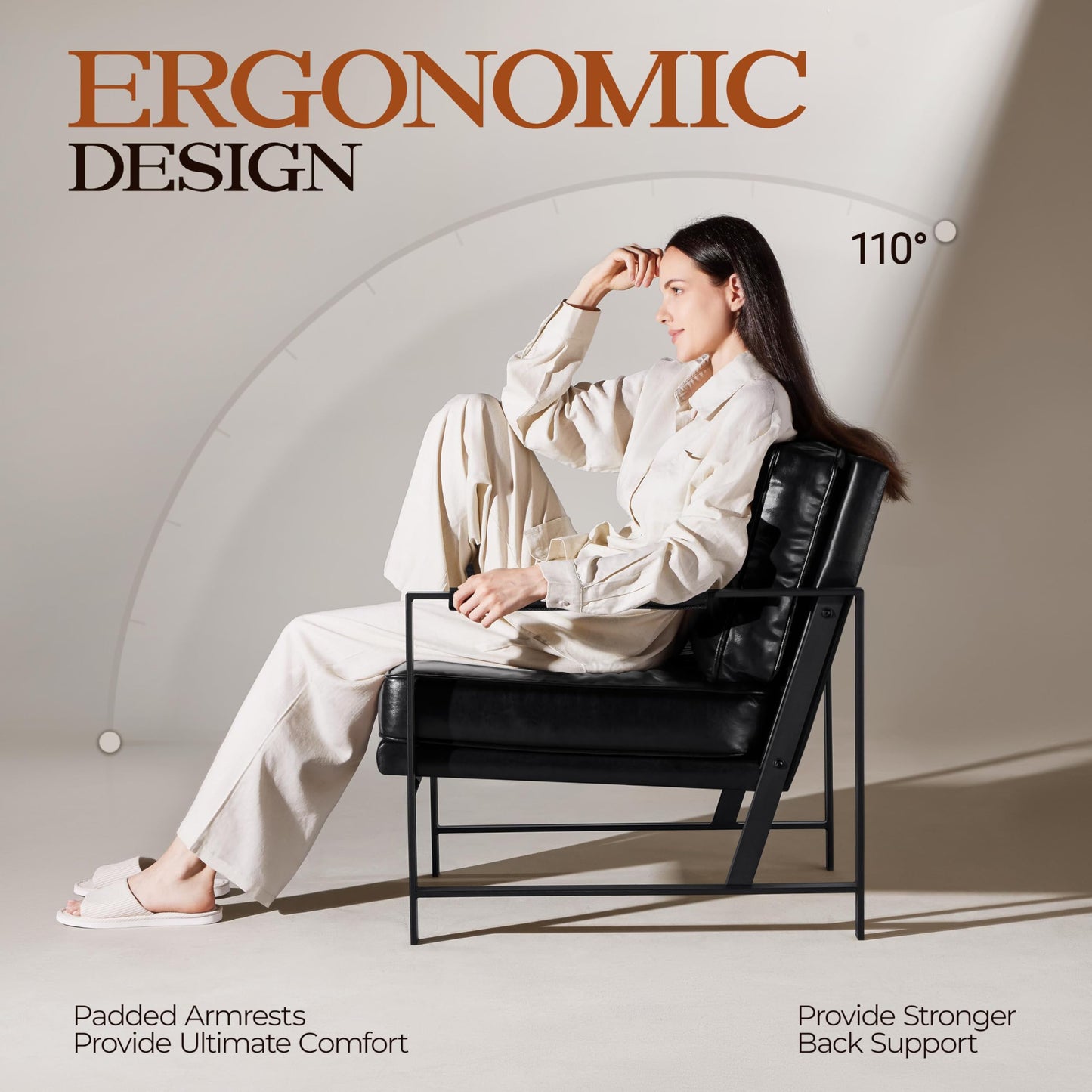 Yaheetech PU Leather Armchairs, Retro Leisure Accent Chair with Extra Soft Padded and Cushion