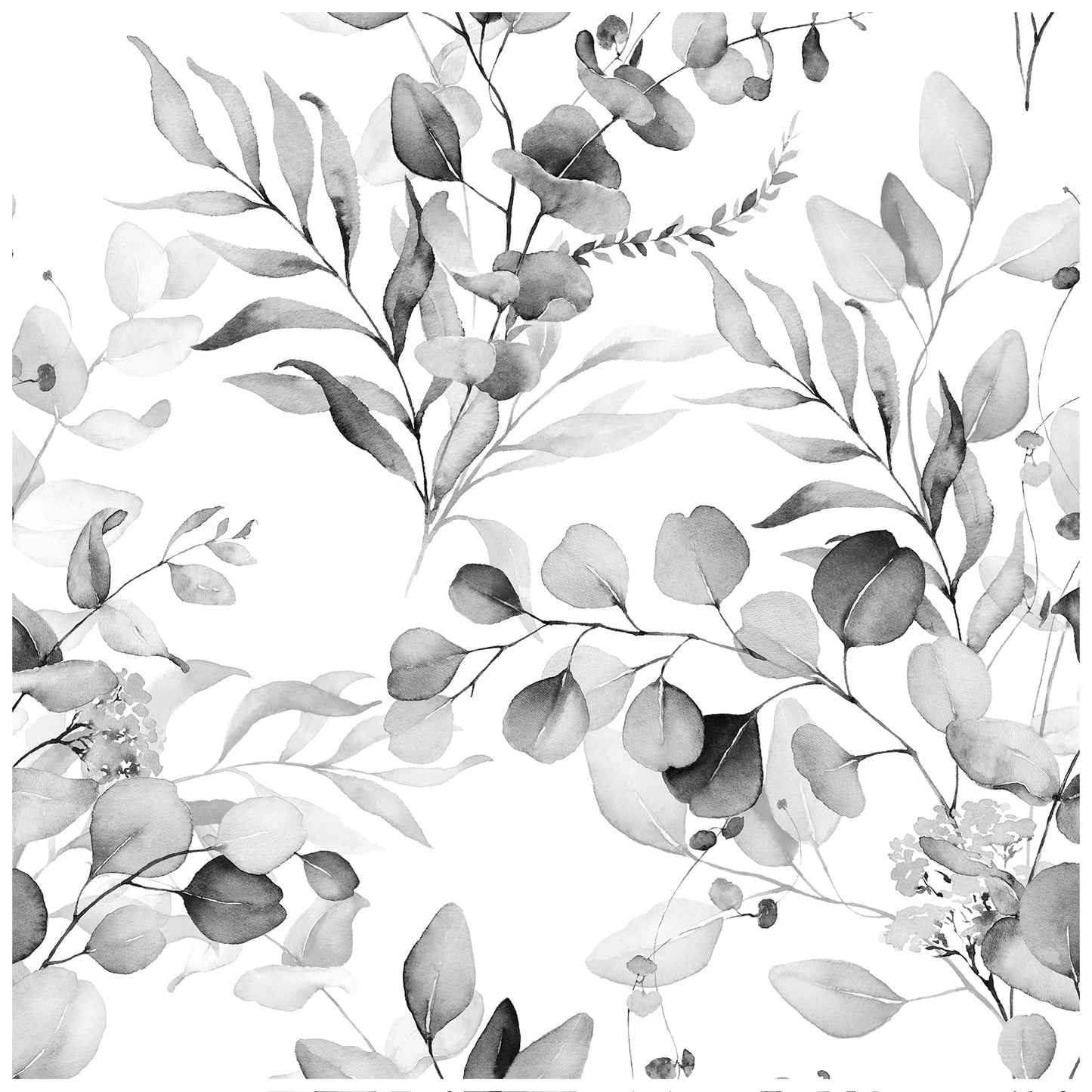 HAOKHOME Peel and Stick Wallpaper Boho Green/White Eucalyptus Leaf Floral Wall Mural Home Nursery Decor Renter Friendly Wallpaper 17.3in x 9.8ft