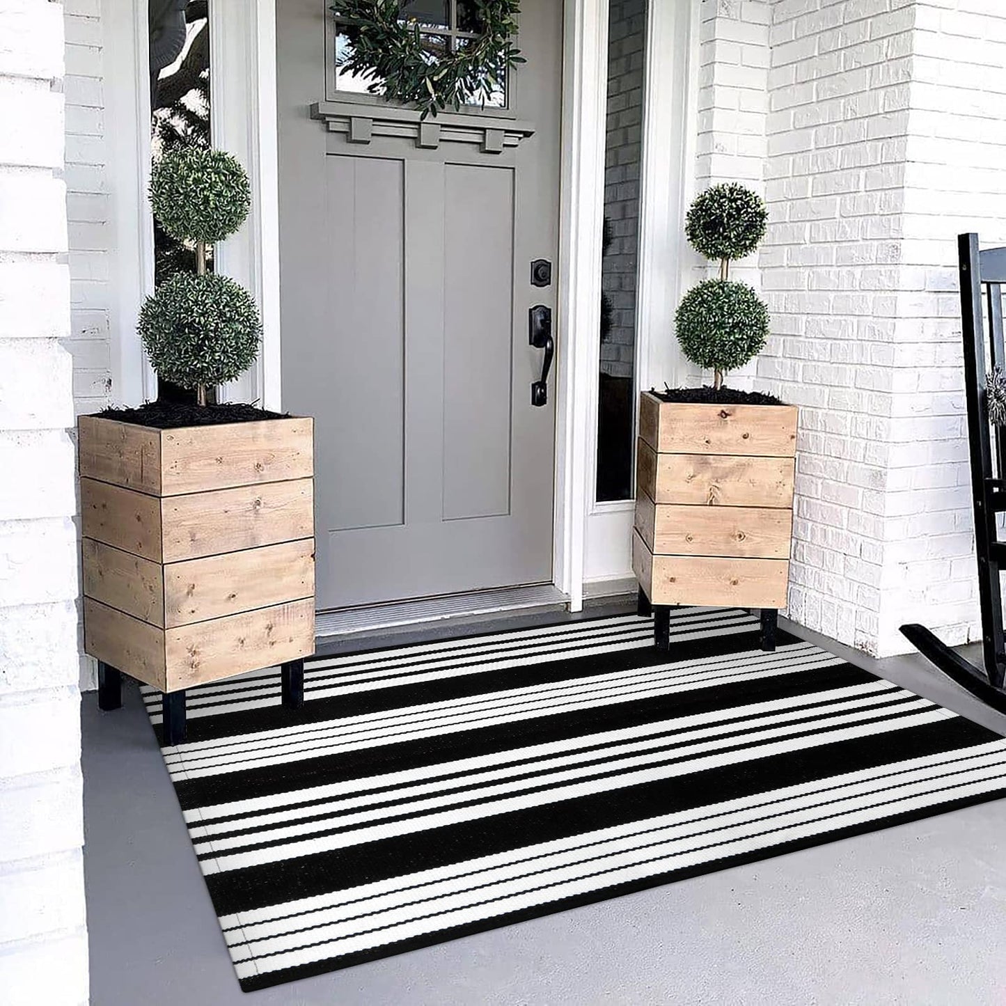Thanksgiving Black & White Outdoor Rug for Home Decor Products