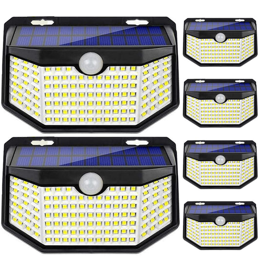 HMCITY Solar Lights Outdoor 120 LED with Lights Reflector and 3 Lighting Modes, Motion Sensor Wall Lights,IP65 Waterproof Solar Powered for Garden Patio Yard (2Pack)